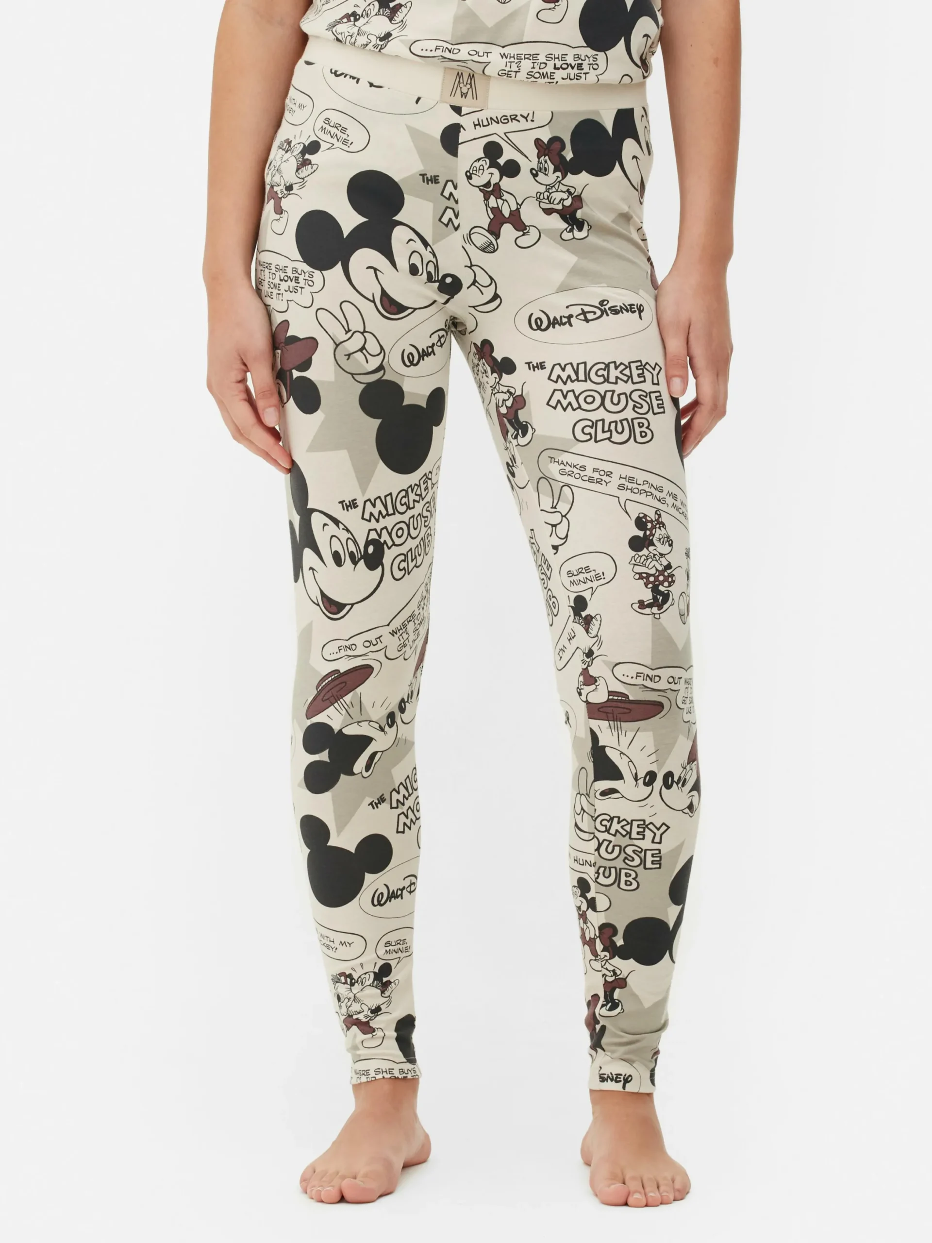 Schlafanzughosen|Primark „Disney Micky Maus“ Retro-Schlafanzug-Leggings Taupefarben