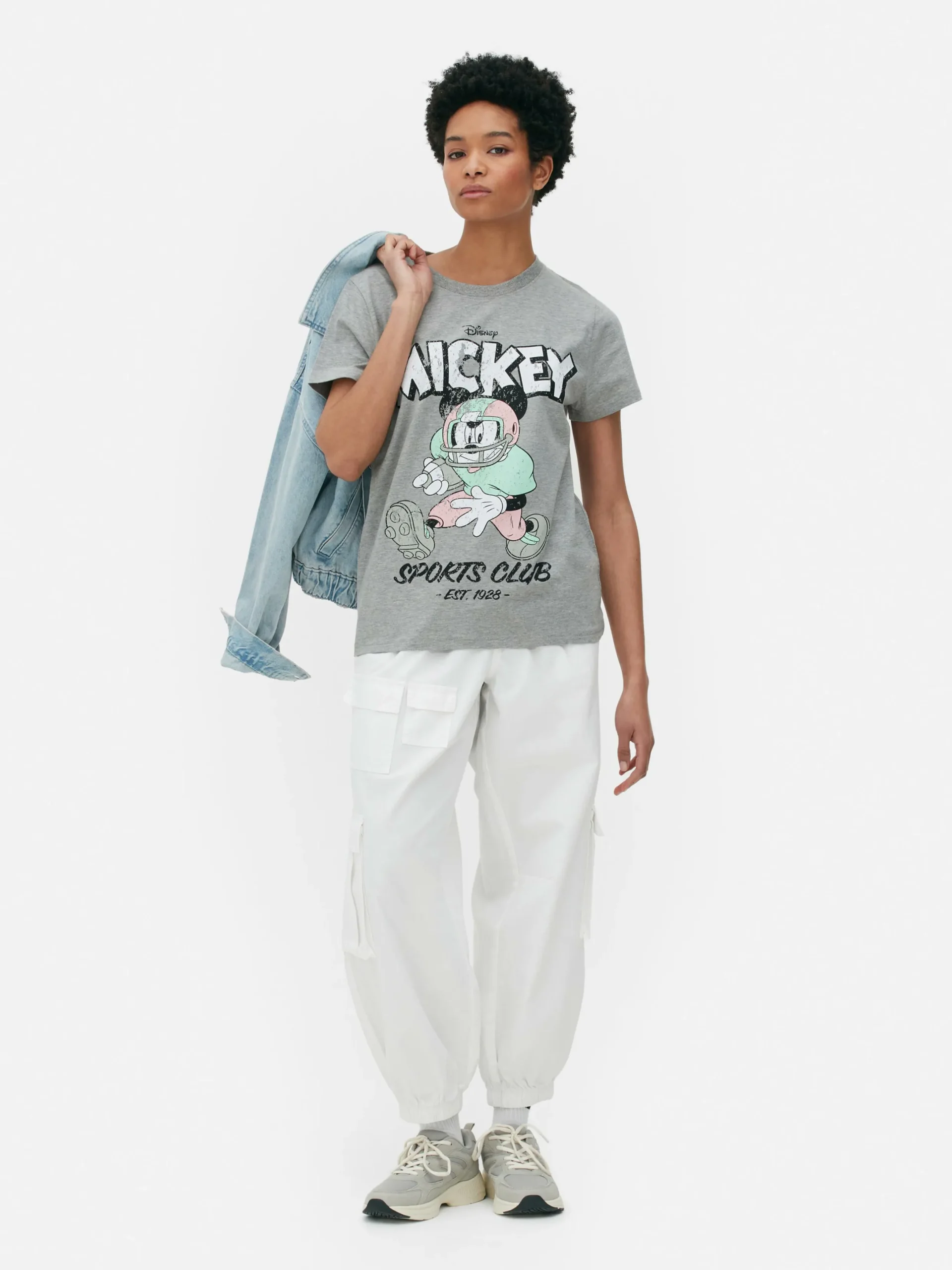 Tops Und T-Shirts|Primark „Disney Micky Maus Sports Club“ T-Shirt Grau meliert