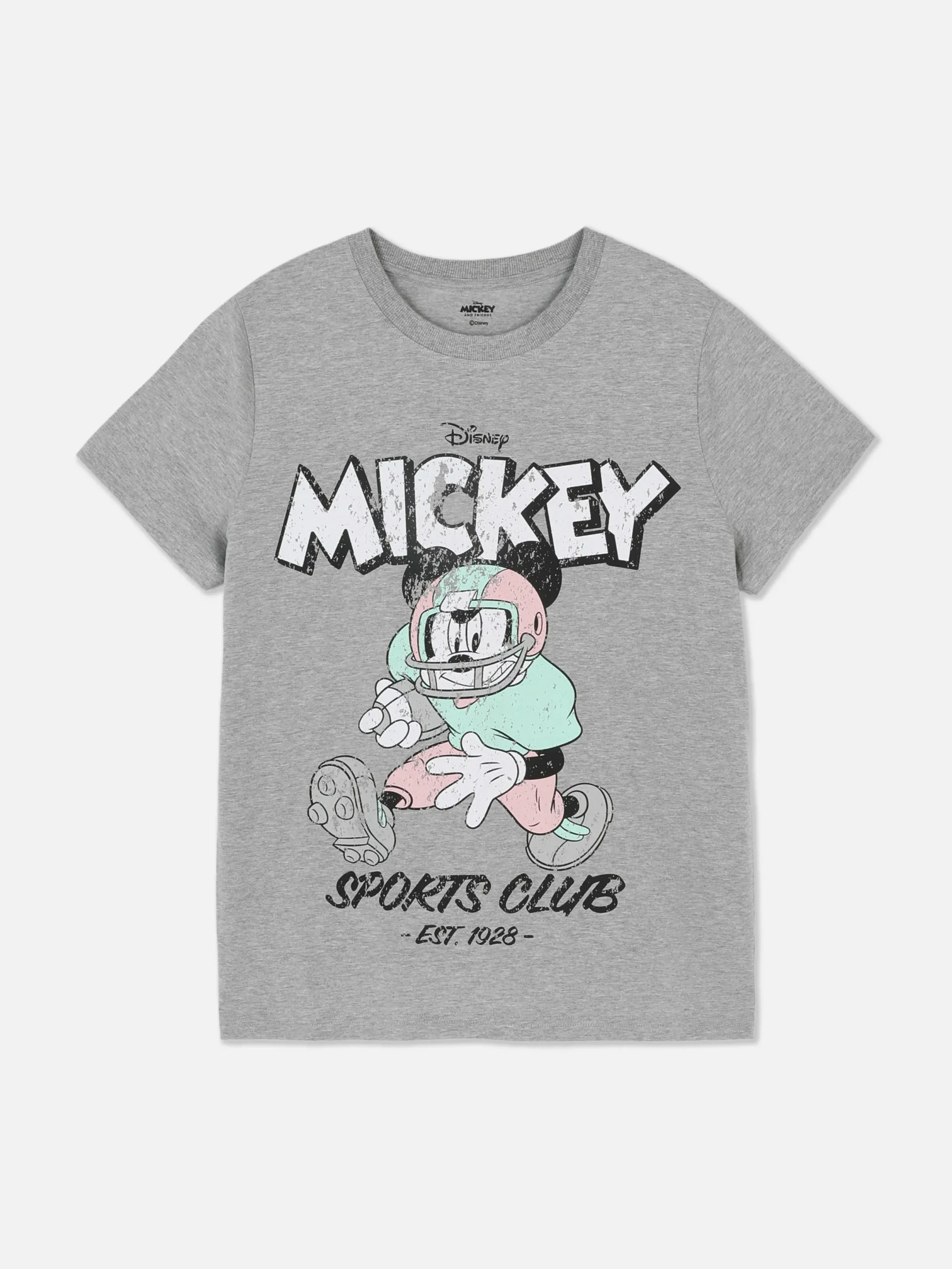 Tops Und T-Shirts|Primark „Disney Micky Maus Sports Club“ T-Shirt Grau meliert