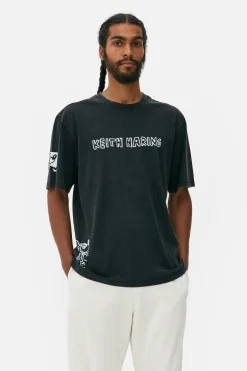 Grafik-T-Shirts Und -Sweatshirts|Tops Und T-Shirts|Primark „Disney Micky Maus X Keith Haring“ T-Shirt Mit Acid-Waschung Schwarz