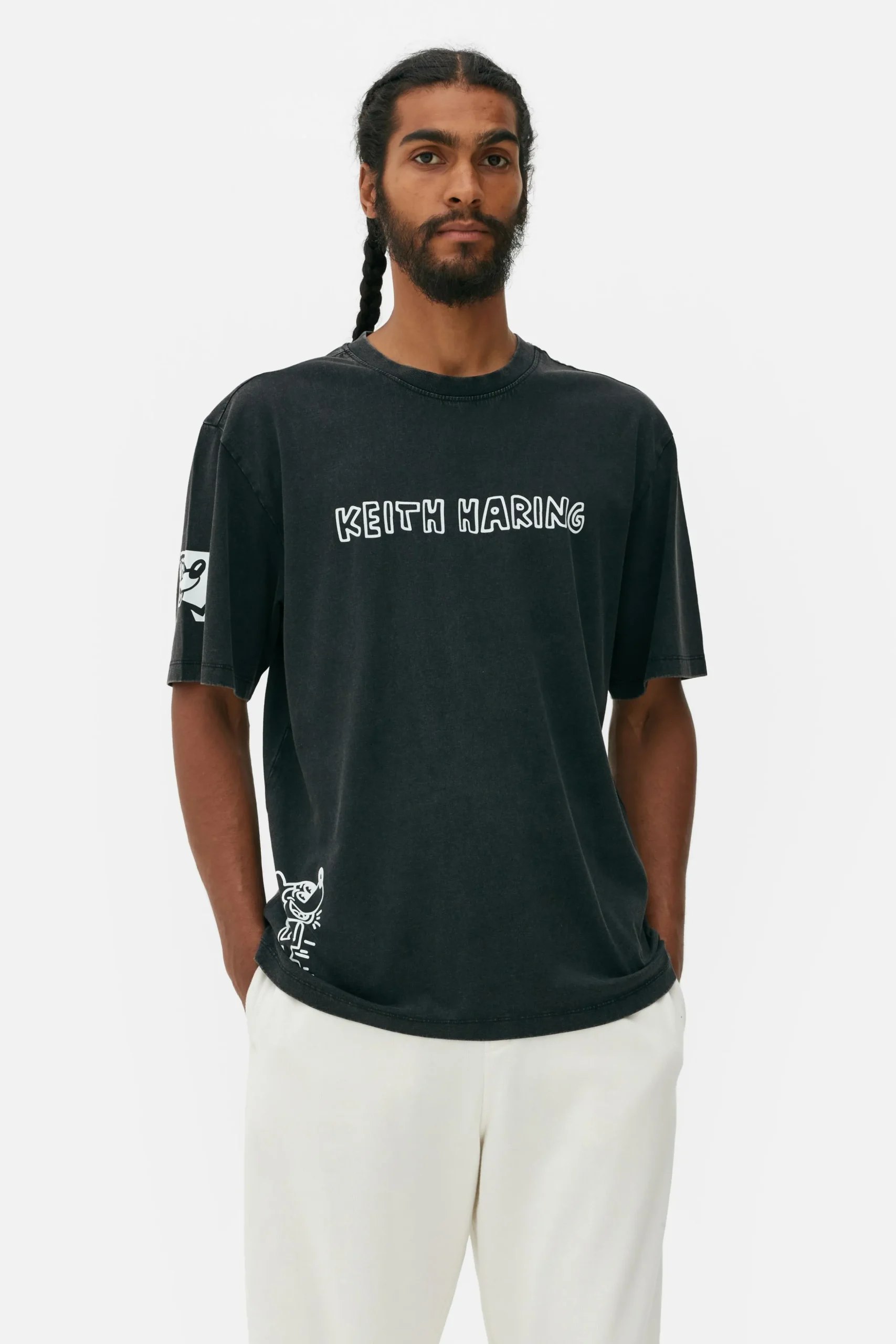 Grafik-T-Shirts Und -Sweatshirts|Tops Und T-Shirts|Primark „Disney Micky Maus X Keith Haring“ T-Shirt Mit Acid-Waschung Schwarz
