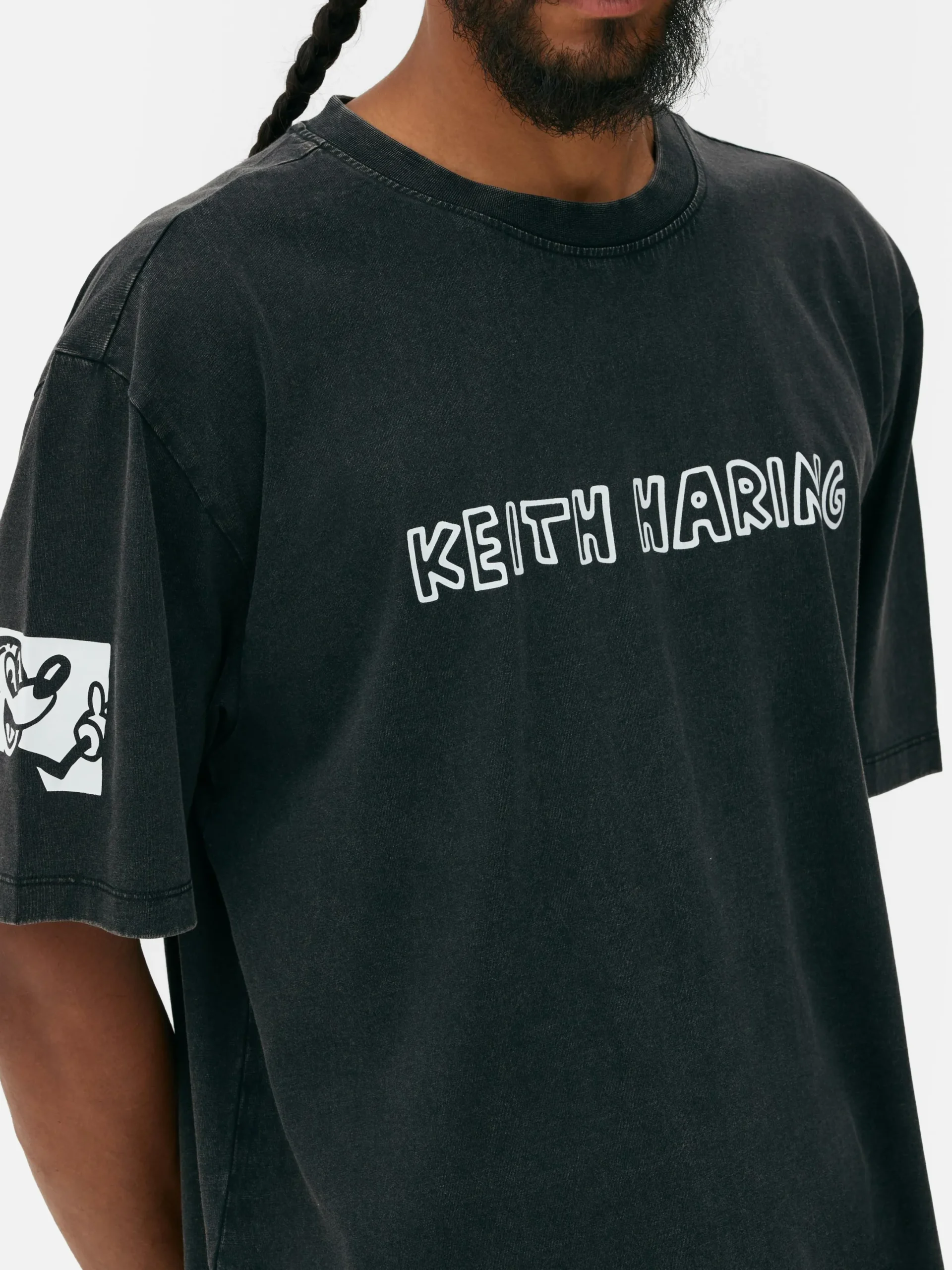 Grafik-T-Shirts Und -Sweatshirts|Tops Und T-Shirts|Primark „Disney Micky Maus X Keith Haring“ T-Shirt Mit Acid-Waschung Schwarz