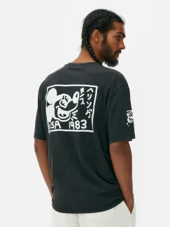 Grafik-T-Shirts Und -Sweatshirts|Tops Und T-Shirts|Primark „Disney Micky Maus X Keith Haring“ T-Shirt Mit Acid-Waschung Schwarz