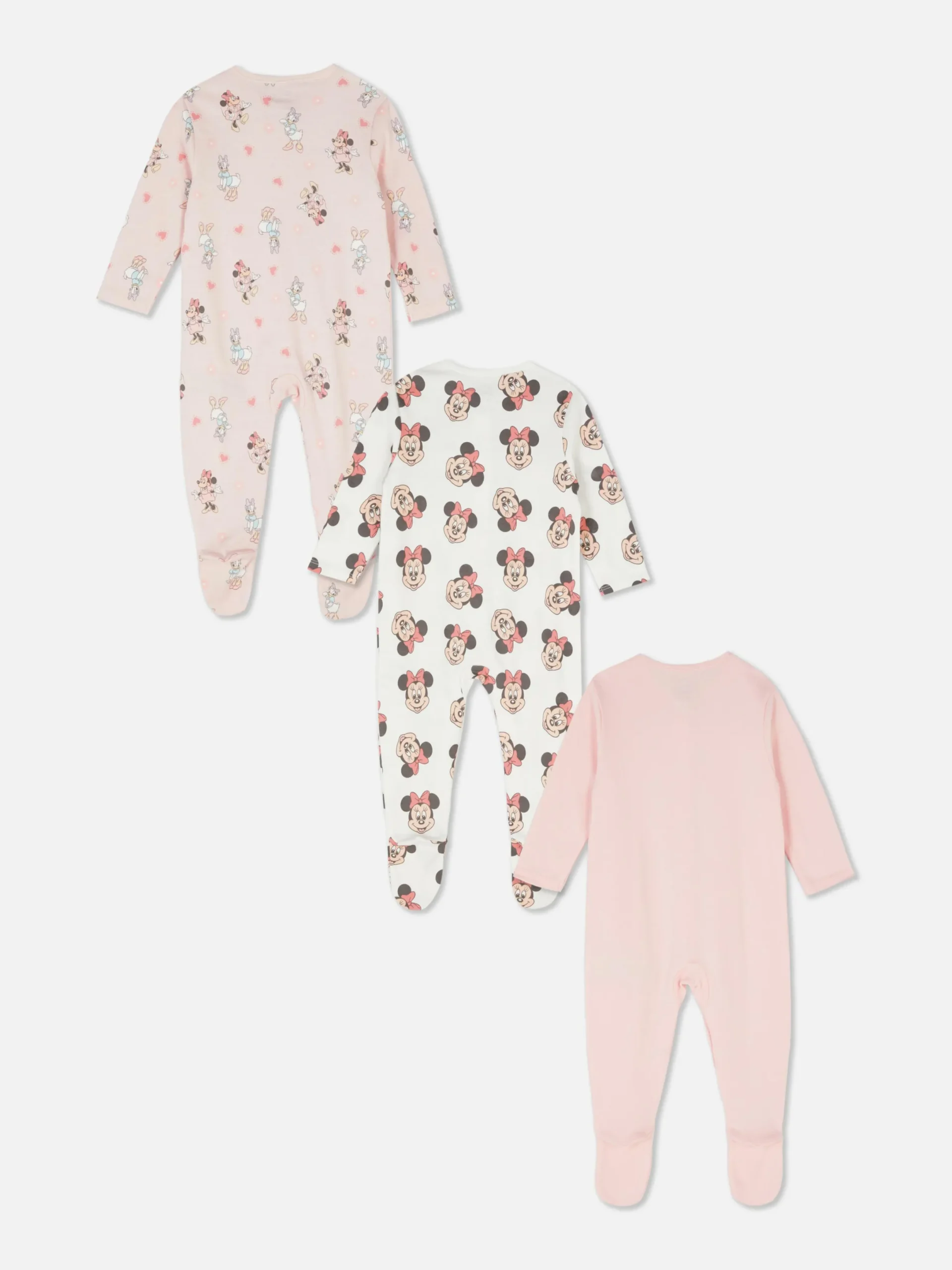 Babygirls Und Strampler|Primark „Disney Minnie Daisy“ Velours-Schlafanzüge, 3er-Pack Rosa