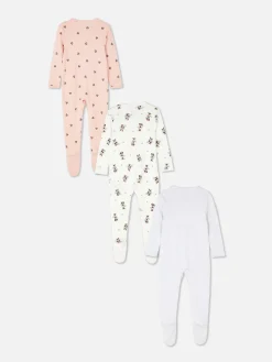 Babygirls Und Strampler|Primark „Disney Minnie Maus“ Schlafanzug Mit Print, 3er-Pack Elfenbeinfarben