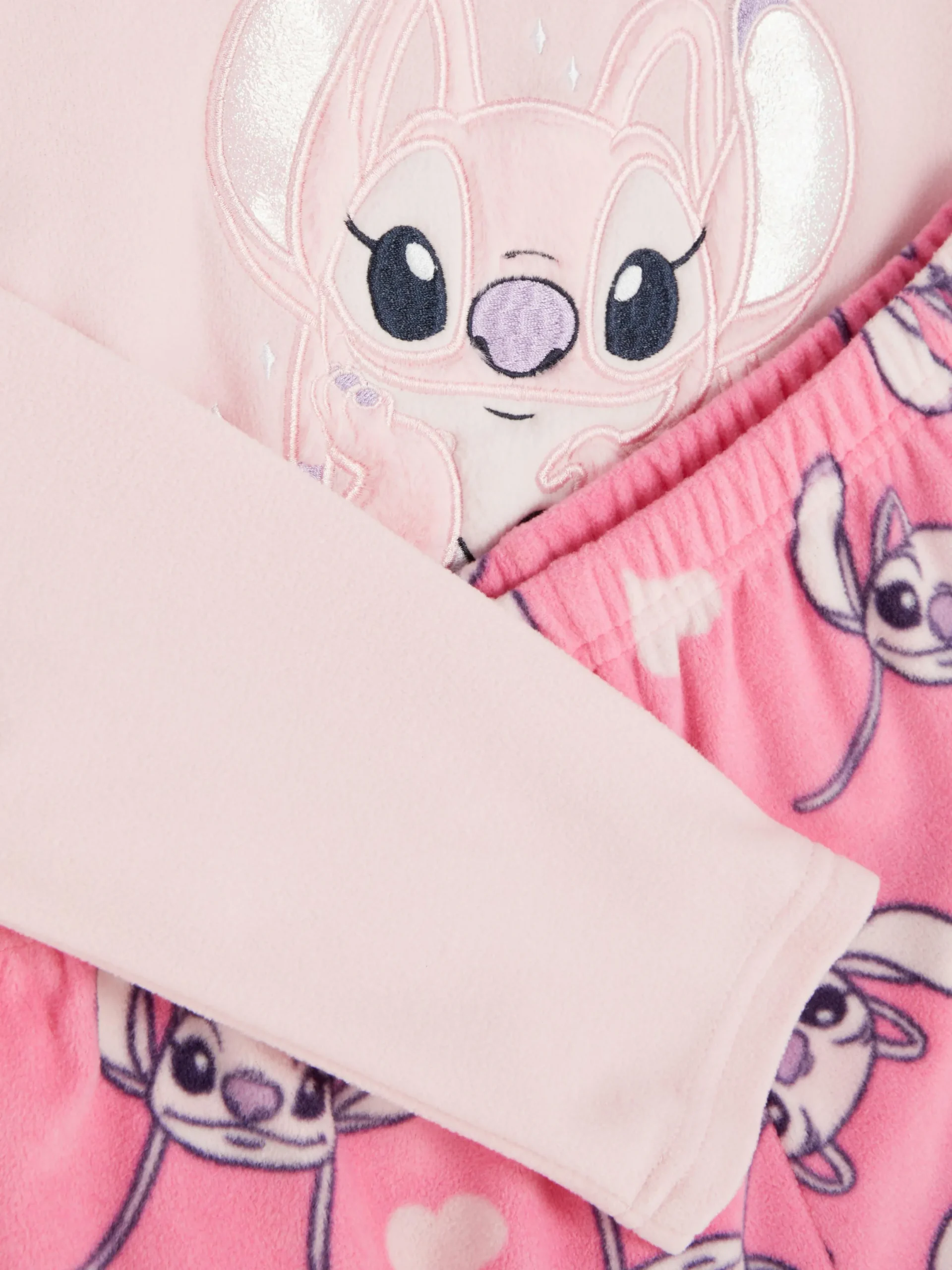 Schlafanzüge Und Nachtwäsche|Primark „Disney Stitch & Angel“ Fleece-Schlafanzug Rosa