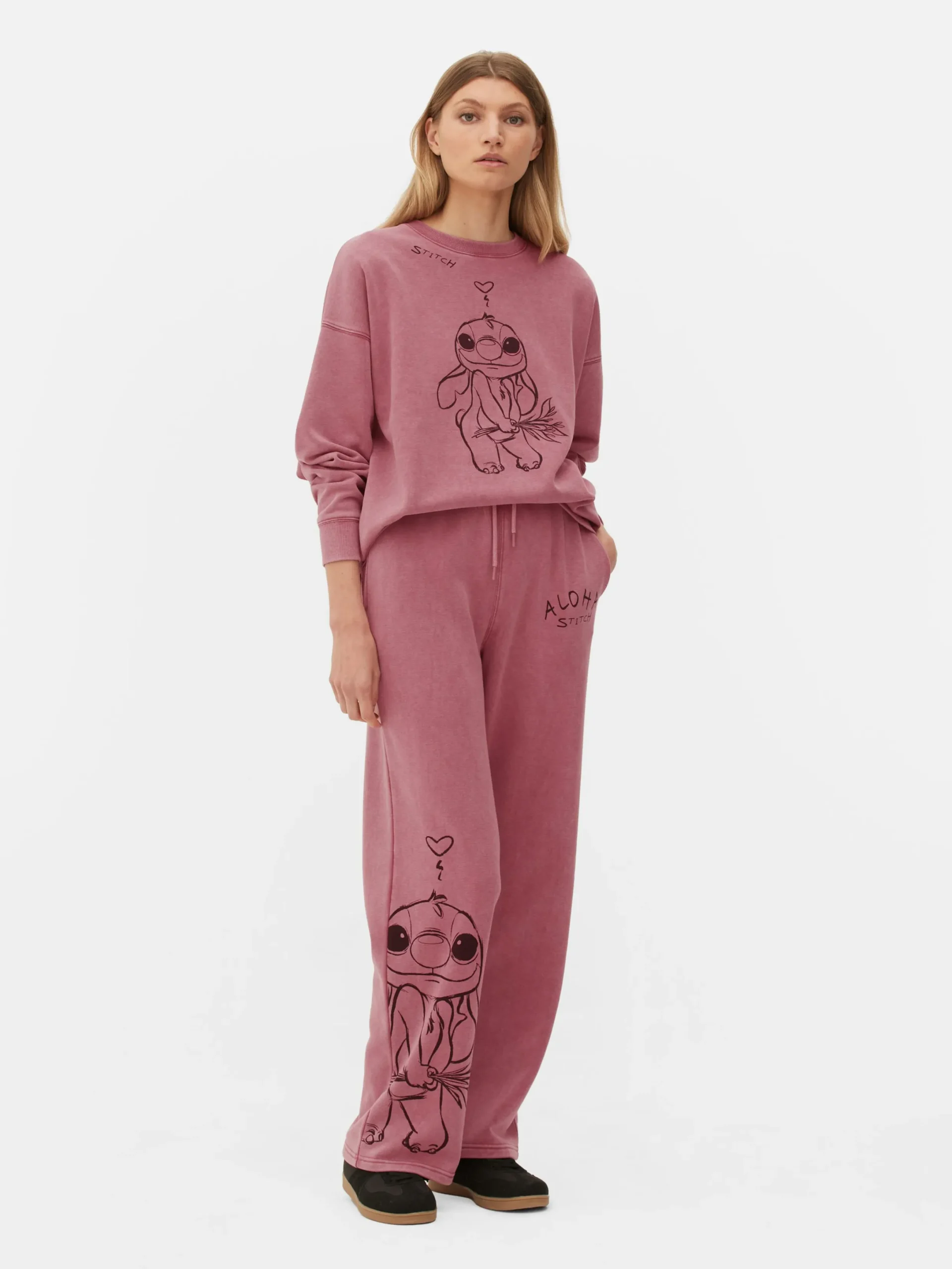 Jogginghosen|Primark „Disney Stitch“ Jogginghose Mit Geradem Bein Rosa