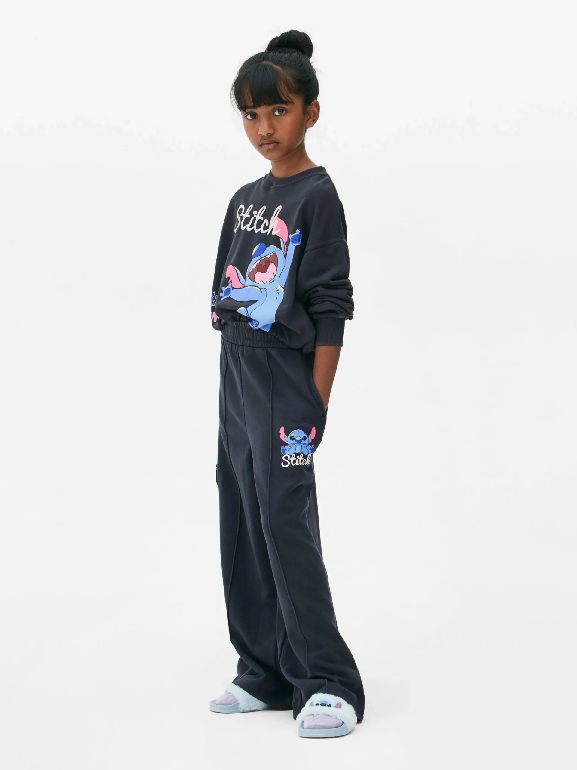 Jogginghosen|Primark „Disney Stitch“ Jogginghose Mit Weitem Bein Anthrazitfarben