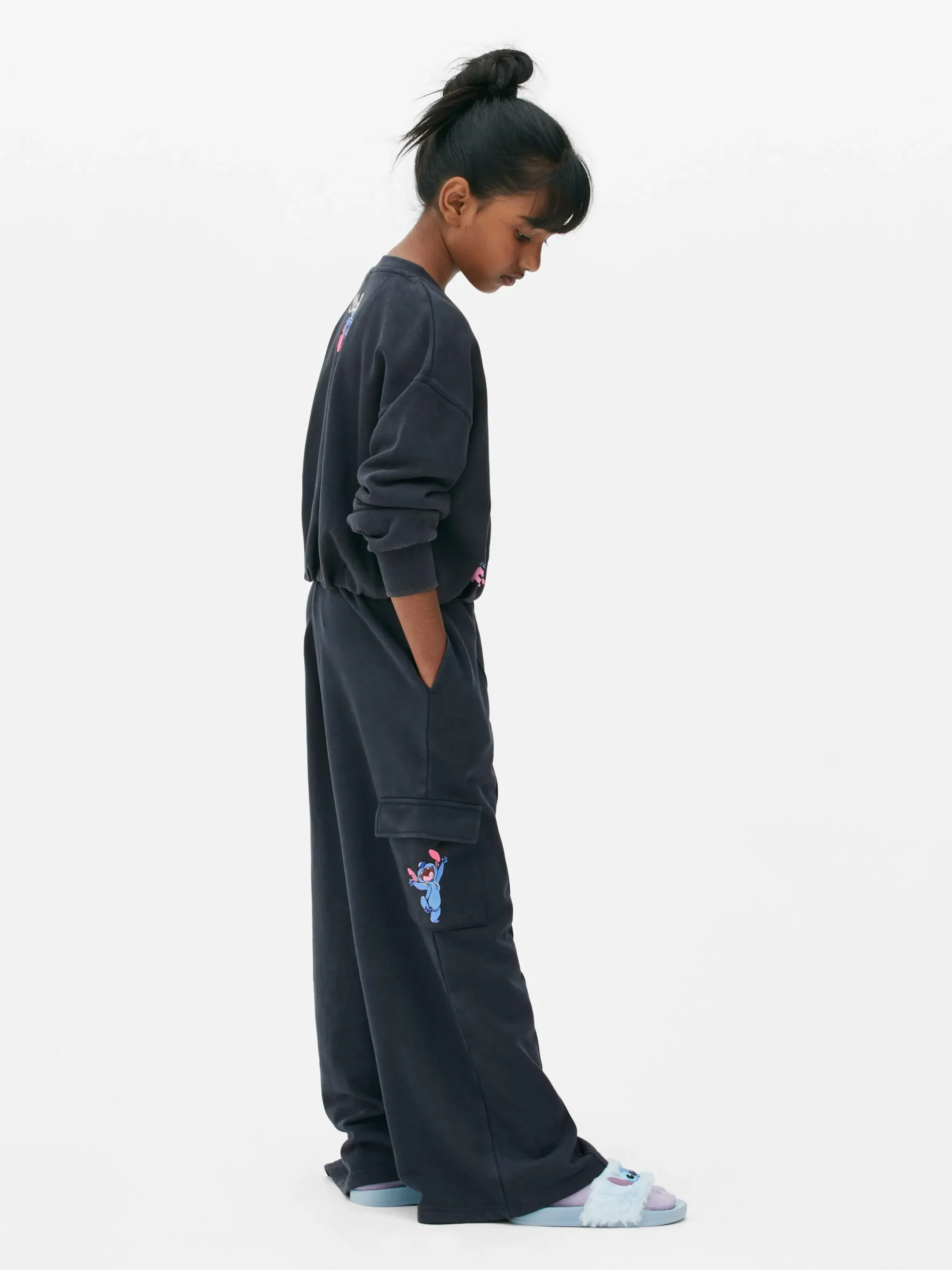 Jogginghosen|Primark „Disney Stitch“ Jogginghose Mit Weitem Bein Anthrazitfarben