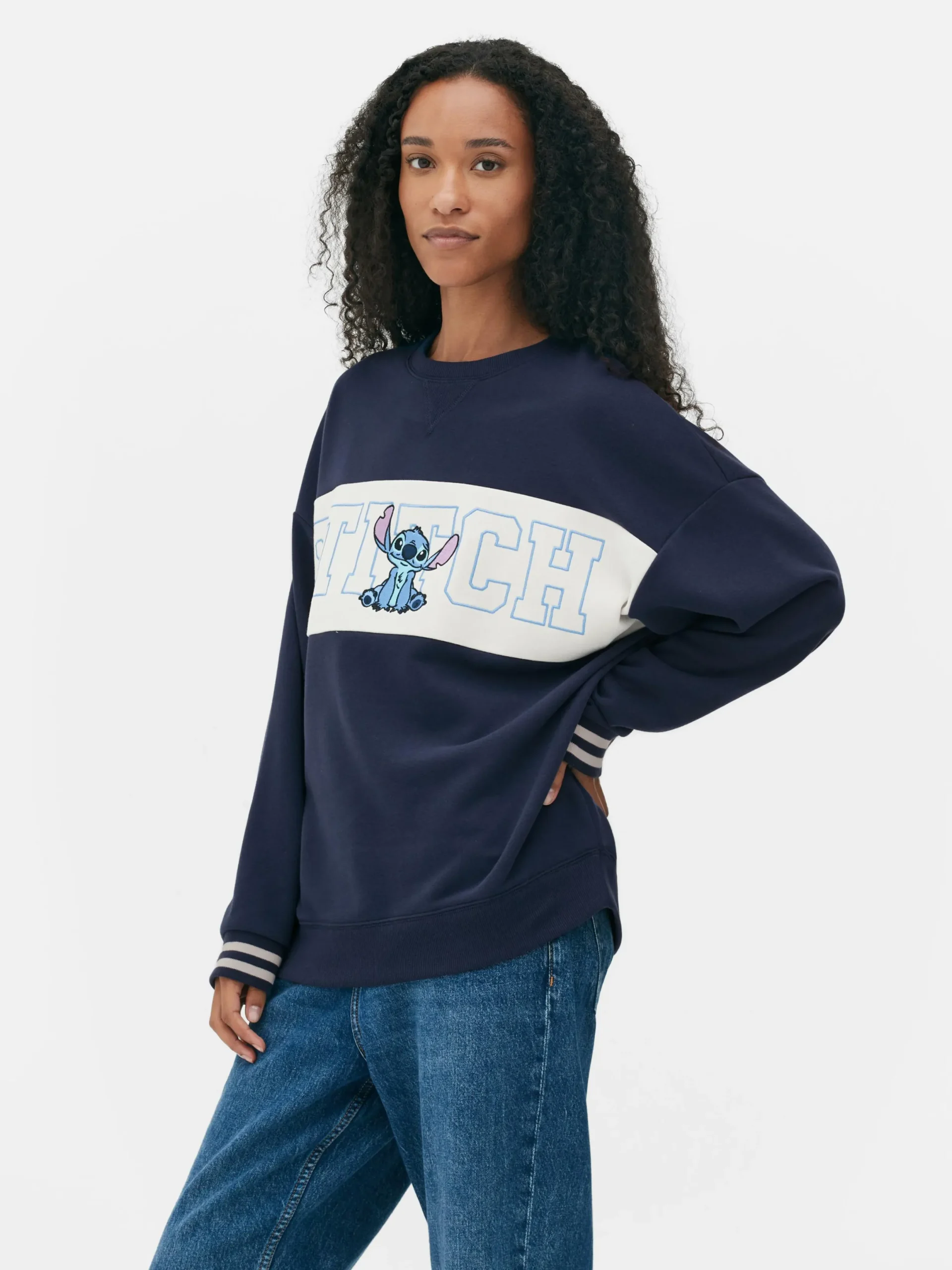 Hoodies Und Sweatshirts|Primark „Disney Stitch“ Sweatshirt Mit Kontrasttext Marineblau