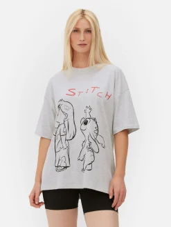 Tops Und T-Shirts|Primark „Disney Stitch“ T-Shirt Im Oversized-Look Grau