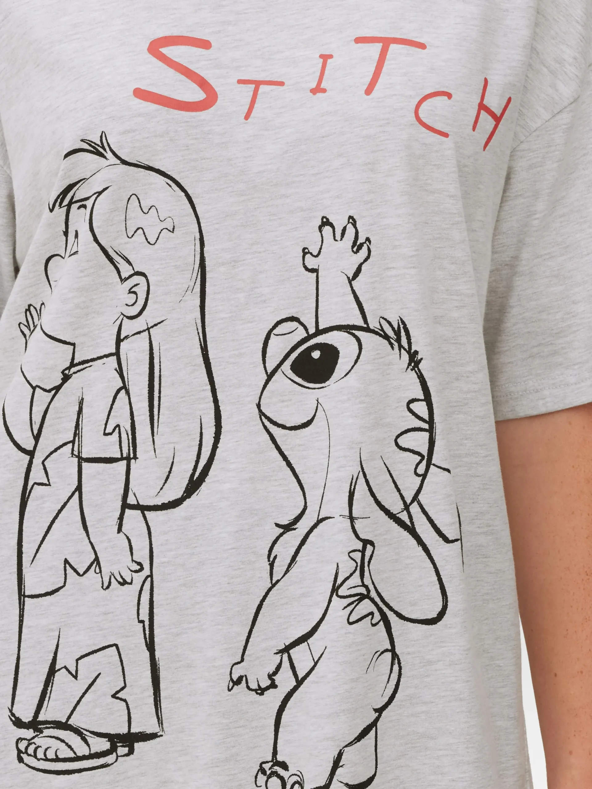 Tops Und T-Shirts|Primark „Disney Stitch“ T-Shirt Im Oversized-Look Grau