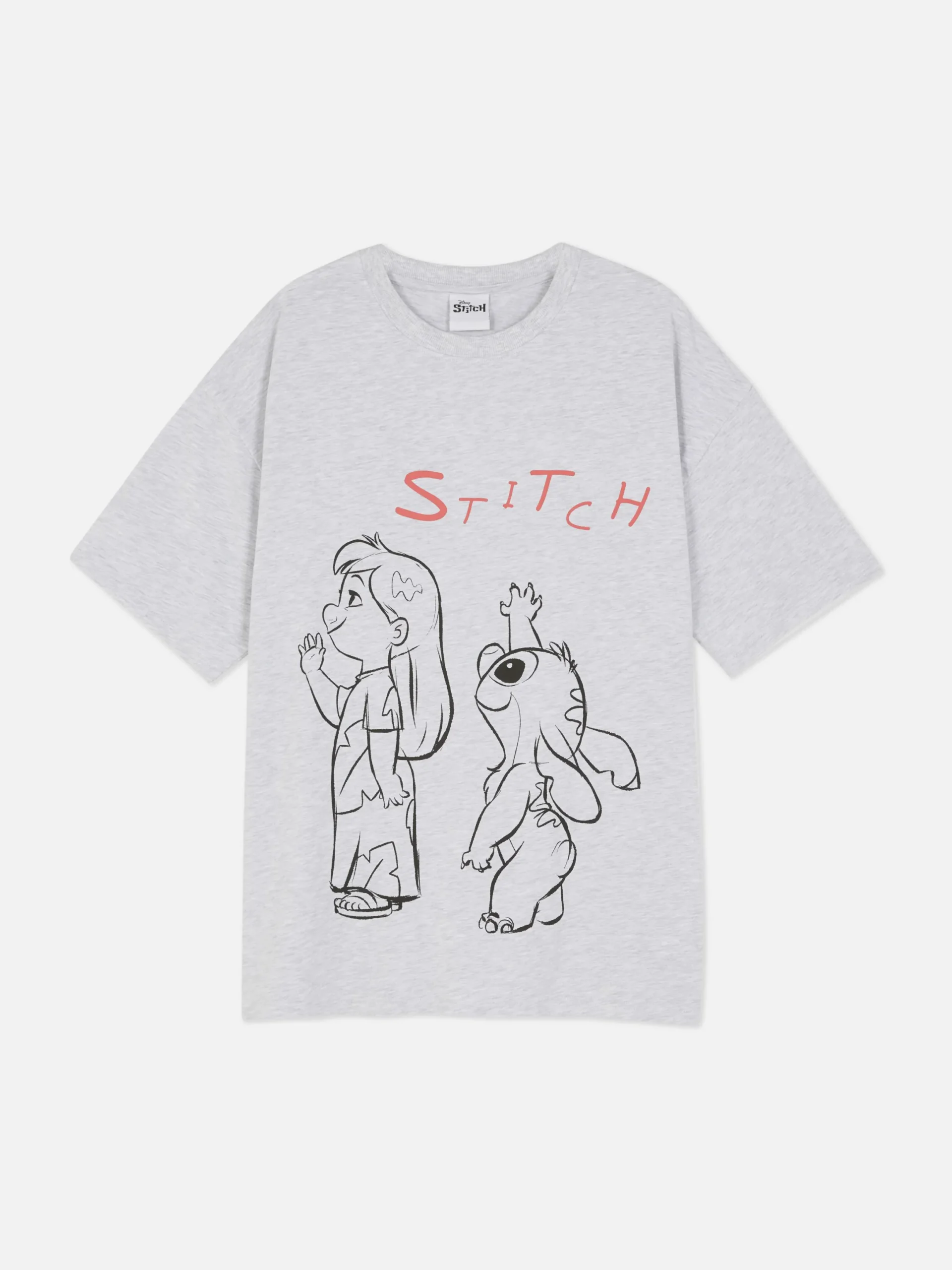 Tops Und T-Shirts|Primark „Disney Stitch“ T-Shirt Im Oversized-Look Grau