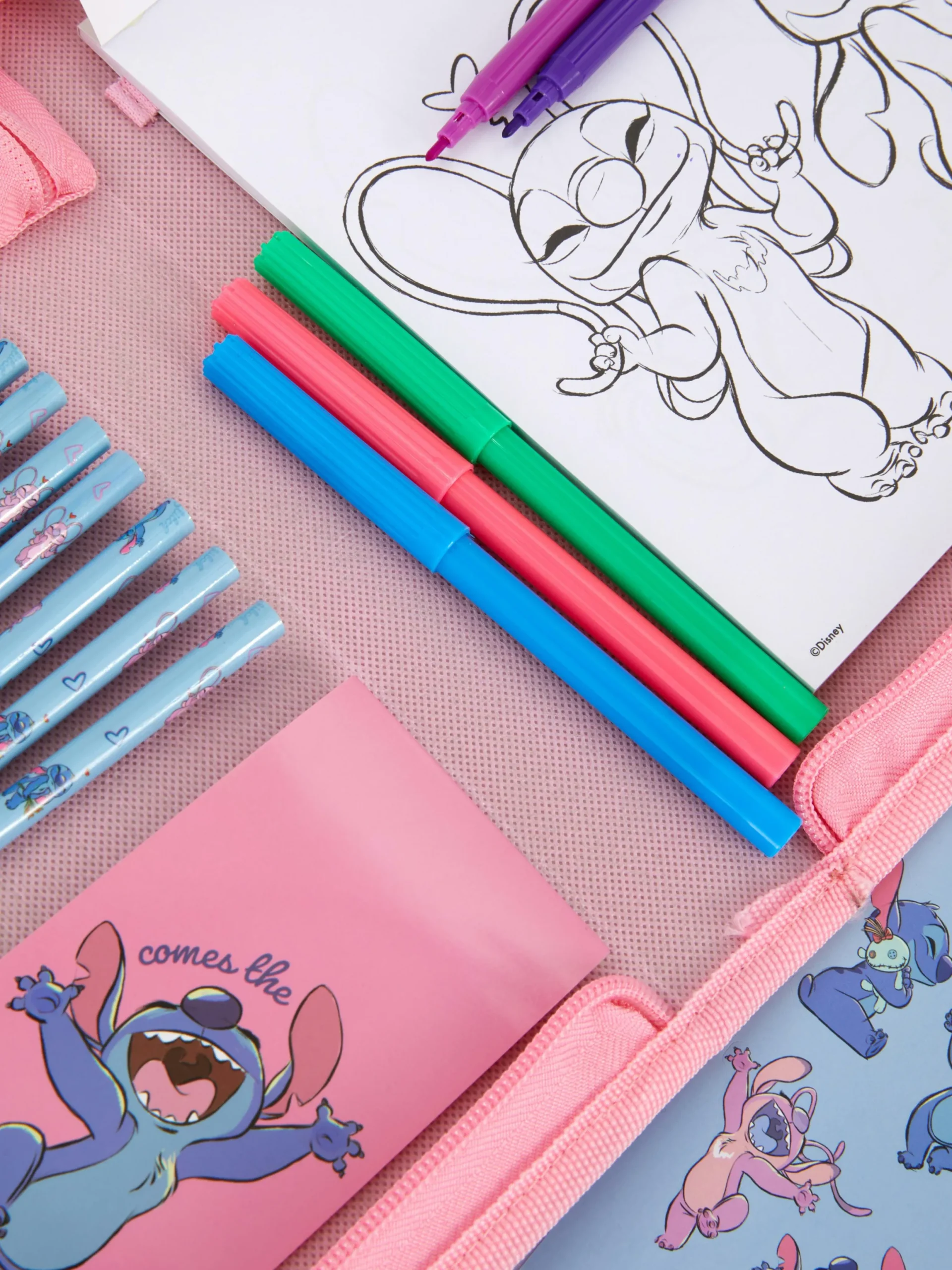 Buntstifte|Primark „Disney Stitch Und Angel“ Schreibwarenset Rosa