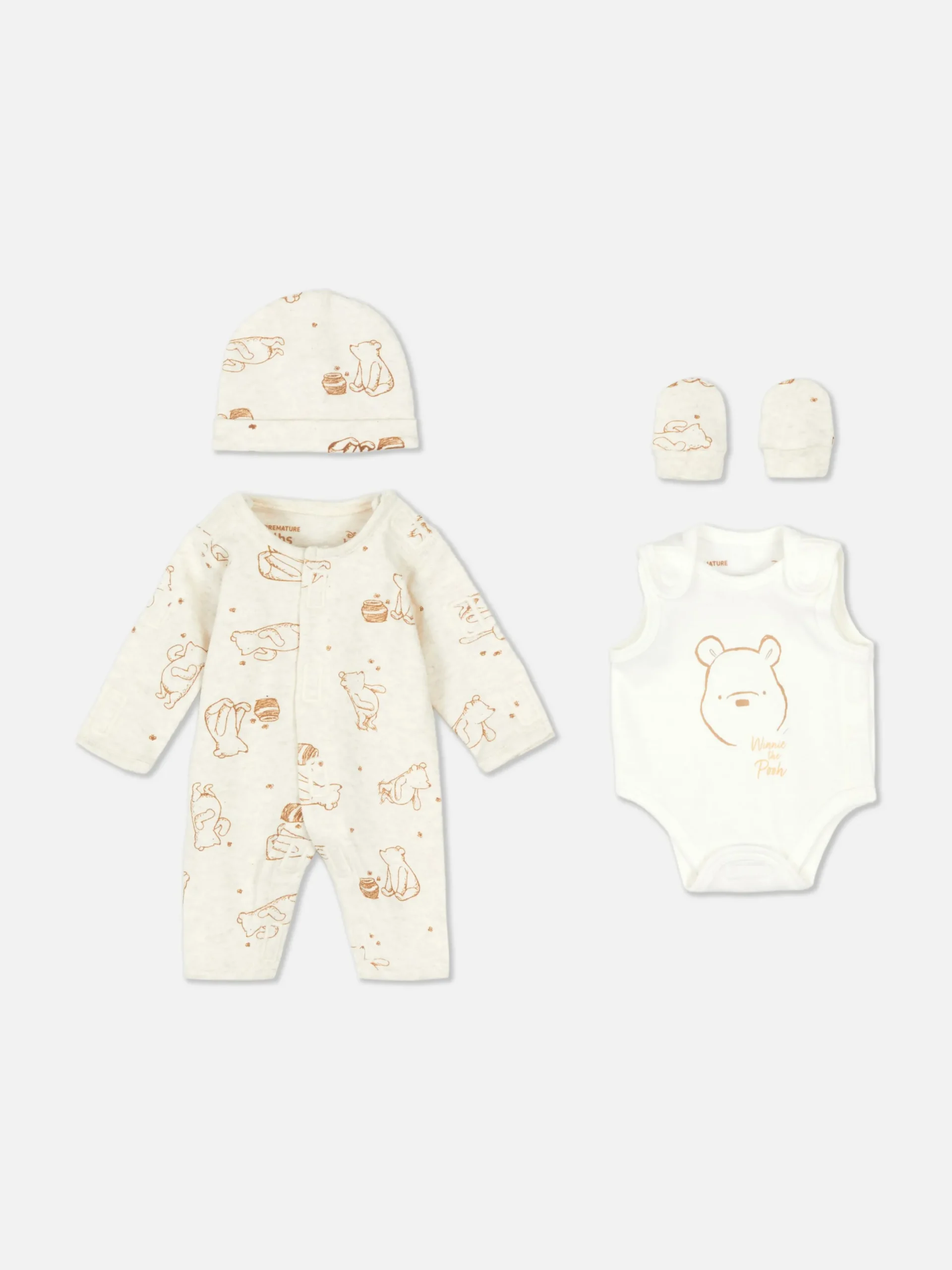 Sets Und Outfits|Primark „Disney Winnie Puuh“ Starter-Set Für Frühchen Elfenbeinfarben