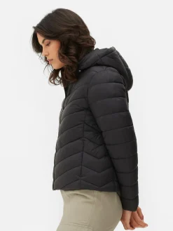 Jacken Und Mäntel|Primark Dünne Pufferjacke Mit Kapuze Schwarz