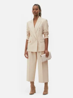 Blazer|Primark Doppelreihiger Blazer Mit Metallic-Knöpfen Ecrufarben