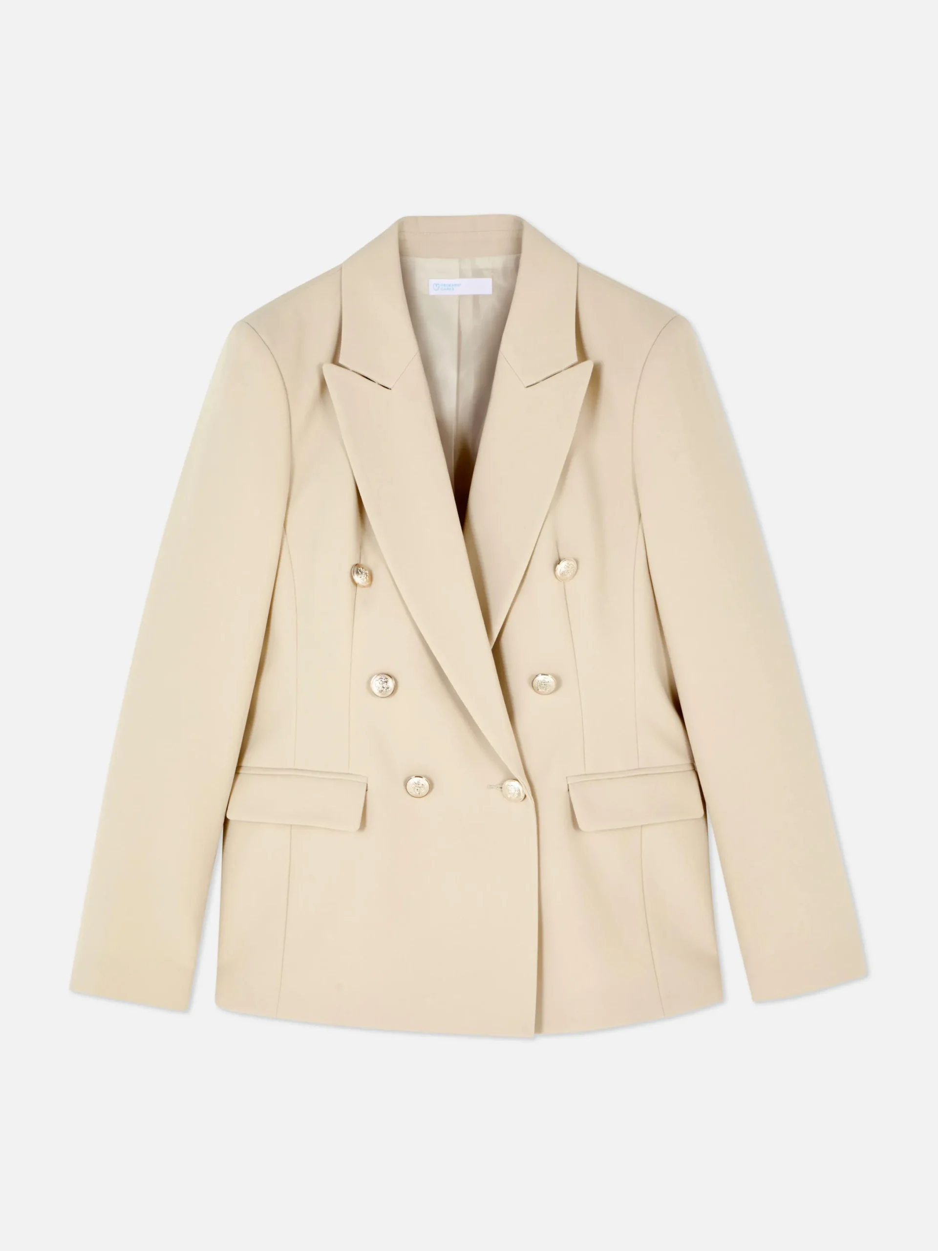 Blazer|Primark Doppelreihiger Blazer Mit Metallic-Knöpfen Ecrufarben