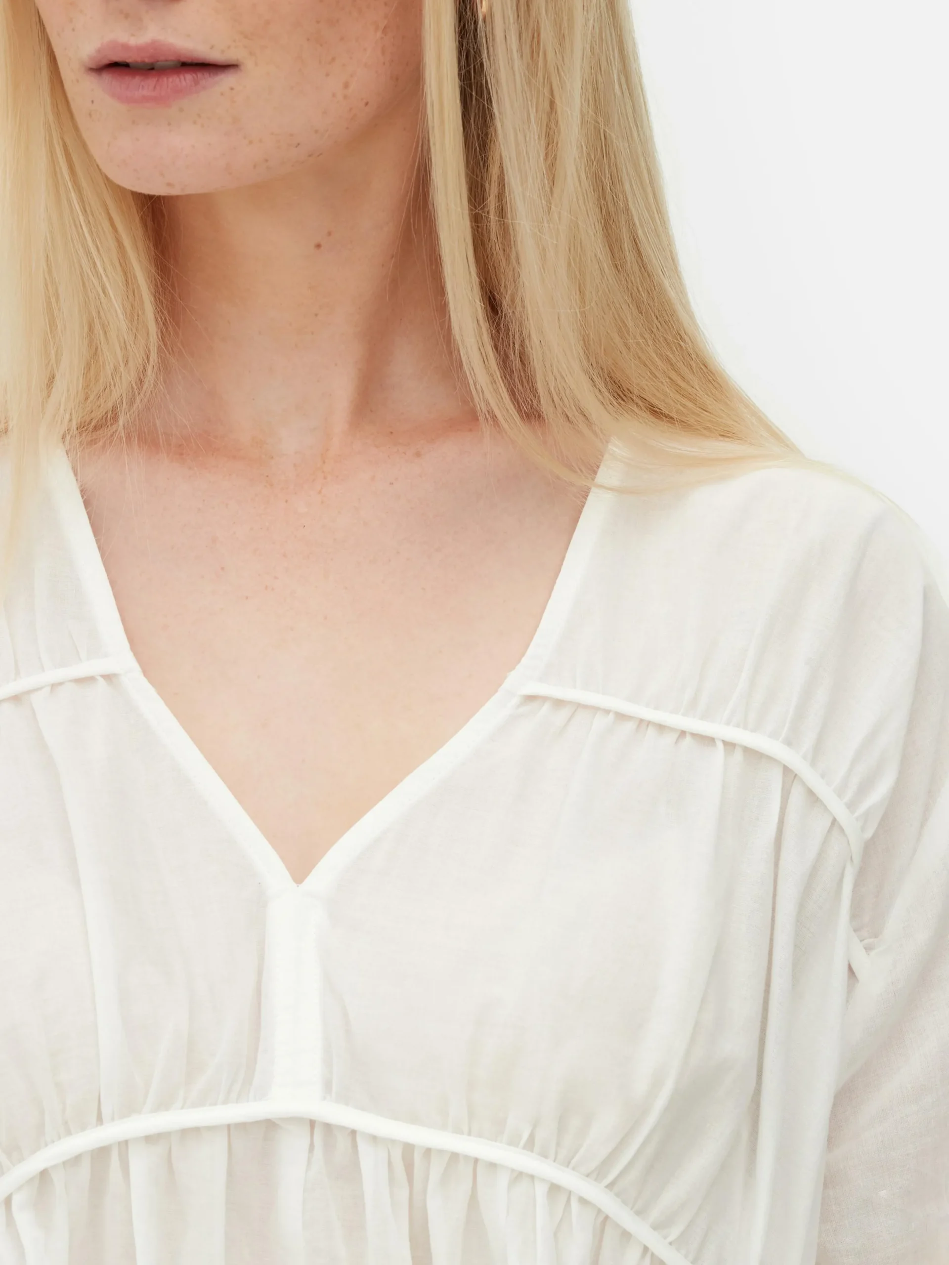 Blusen|Primark Drapierte, Gesmokte Bluse Aus Voile Weiß