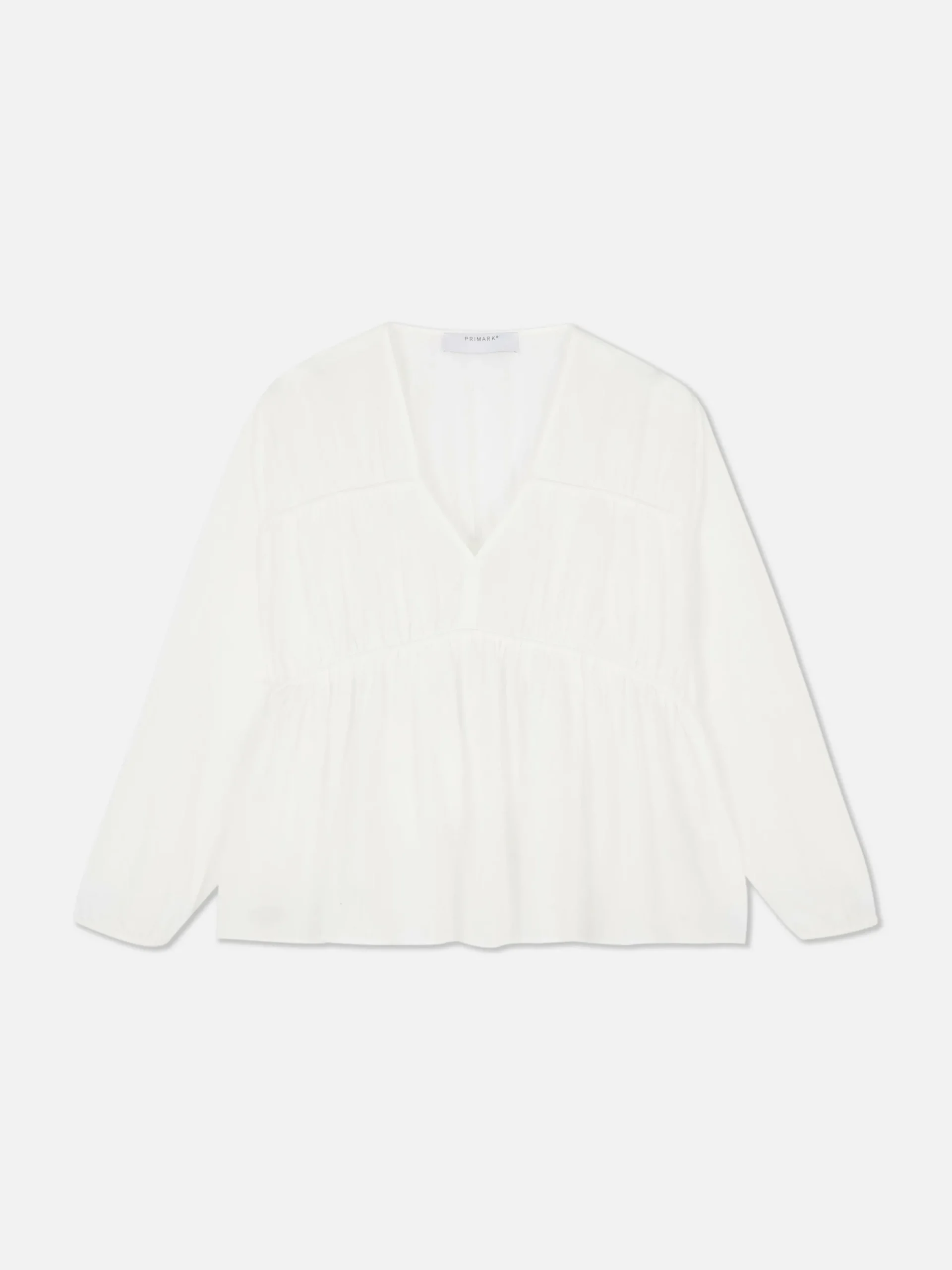 Blusen|Primark Drapierte, Gesmokte Bluse Aus Voile Weiß