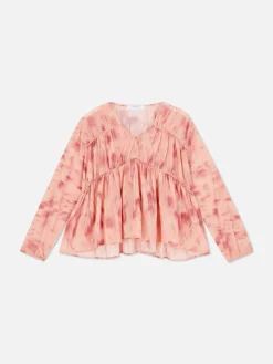Blusen|Primark Drapierte, Gesmokte Bluse Aus Voile Rosa