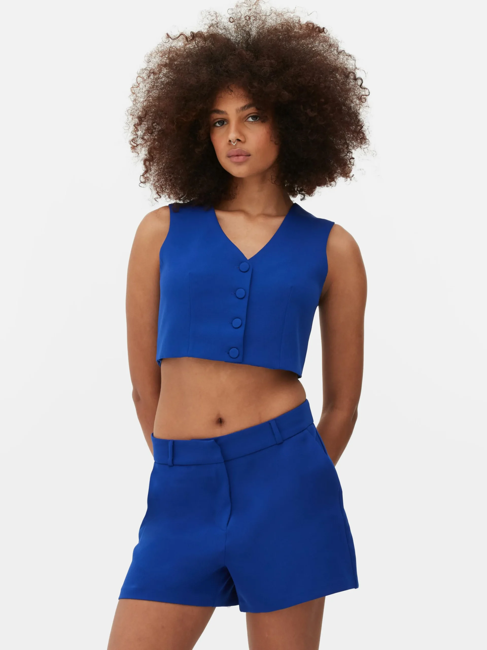 Blazer|Primark Einreihige, Kurze Weste Kobalt
