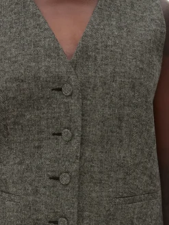 Blazer|Primark Einreihige „Rita Ora“ Weste Mit Fischgrätmuster Braun