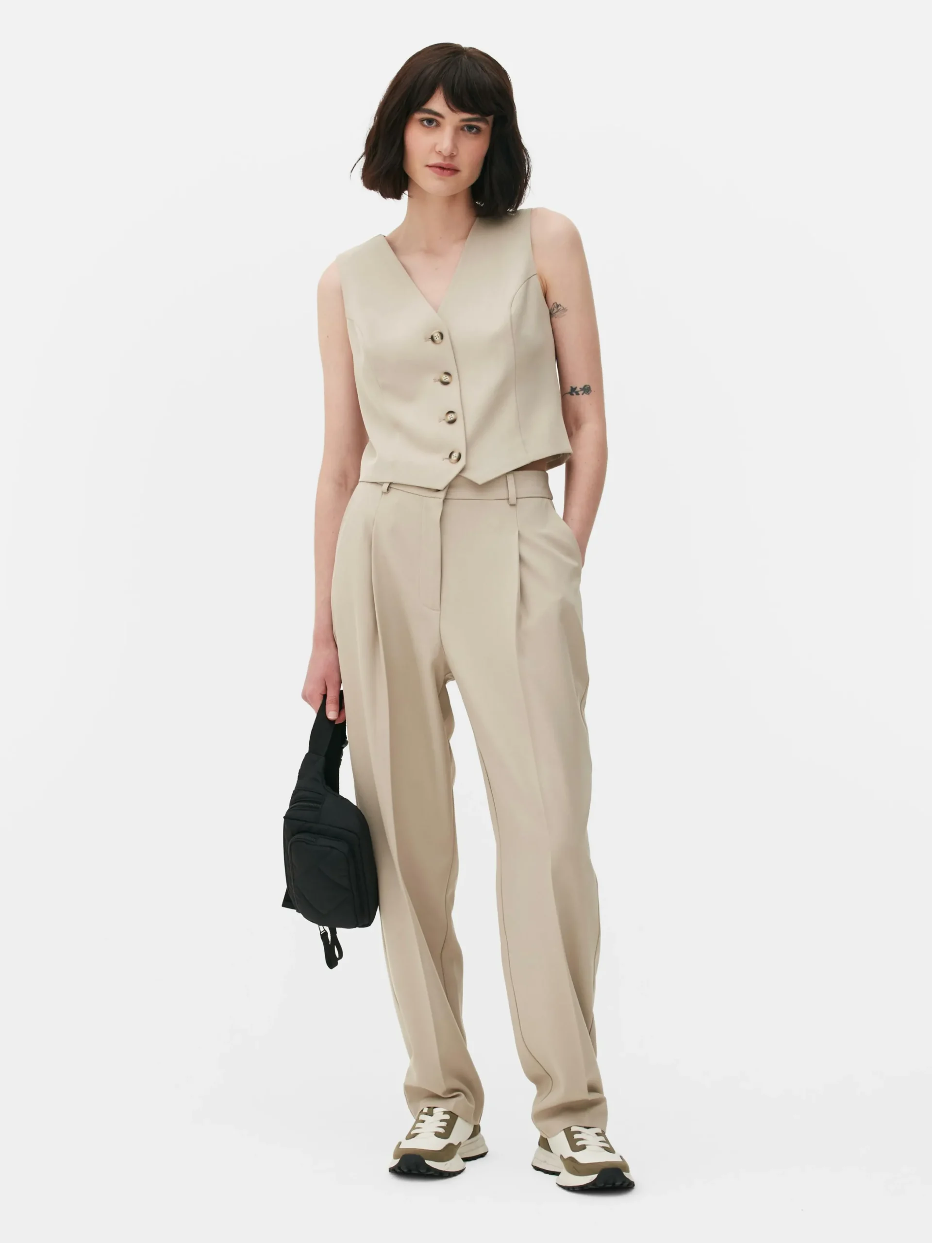 Blazer|Primark Elegante Weste Mit Knopfleiste Steinfarben