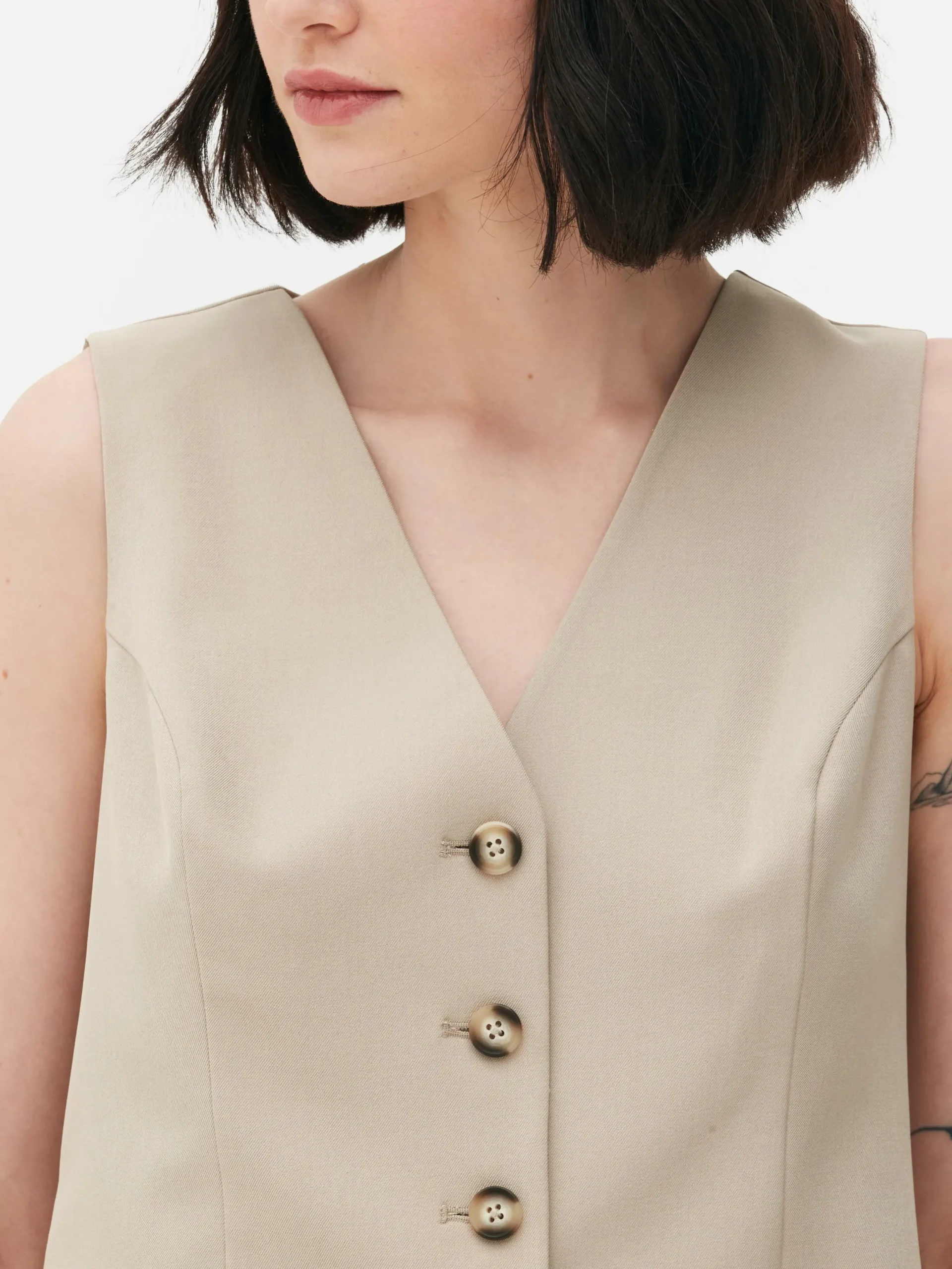 Blazer|Primark Elegante Weste Mit Knopfleiste Steinfarben