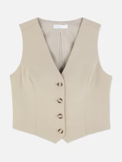 Blazer|Primark Elegante Weste Mit Knopfleiste Steinfarben