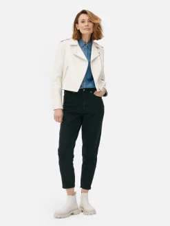 Jacken Und Mäntel|Primark Essential Bikerjacke Aus Kunstleder Cremefarben