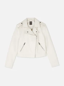 Jacken Und Mäntel|Primark Essential Bikerjacke Aus Kunstleder Cremefarben
