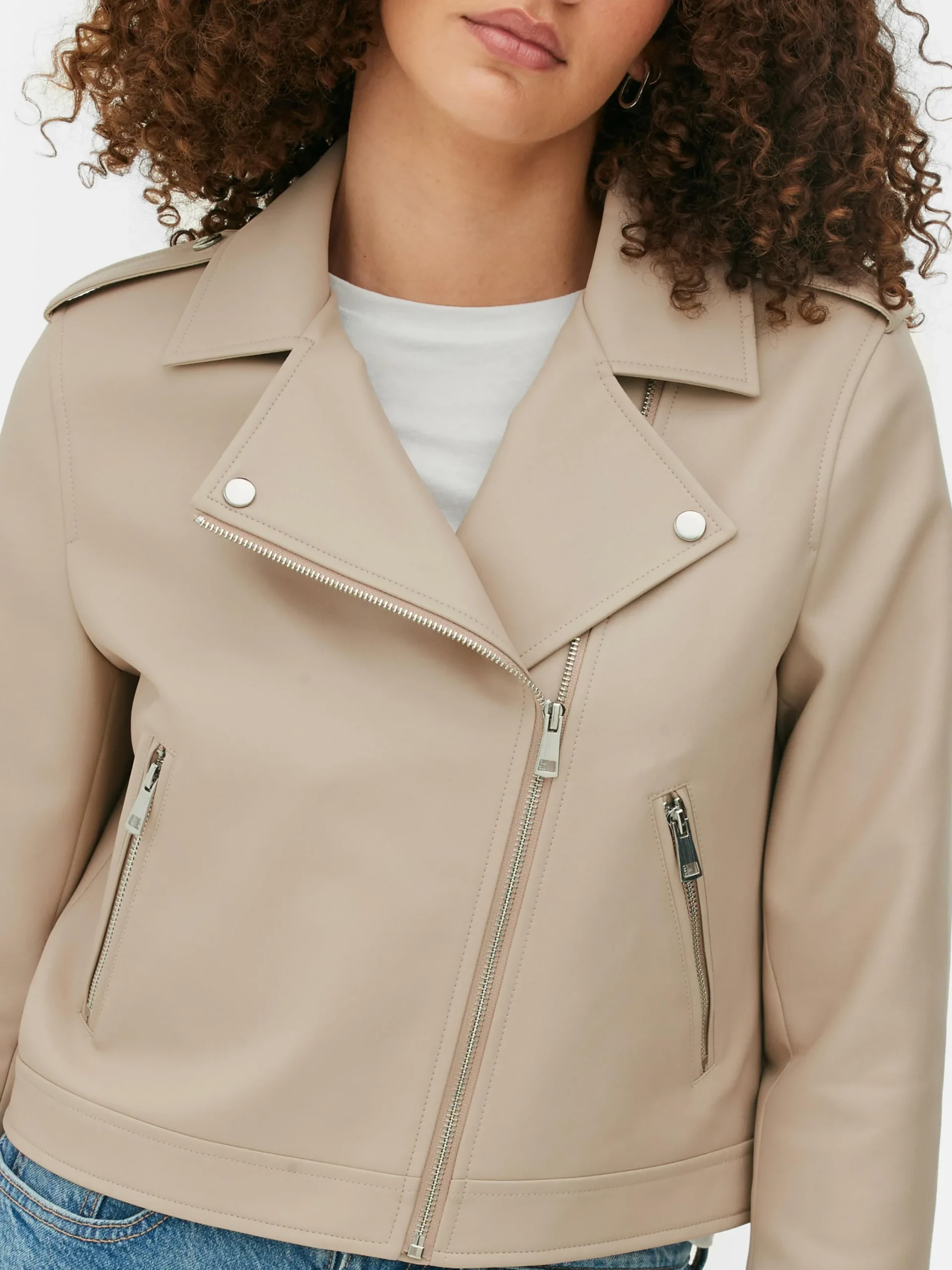 Jacken Und Mäntel|Primark Essential Bikerjacke Aus Kunstleder Nude