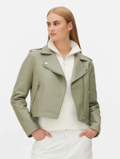 Jacken Und Mäntel|Primark Essential Bikerjacke Aus Kunstleder Hellgrün