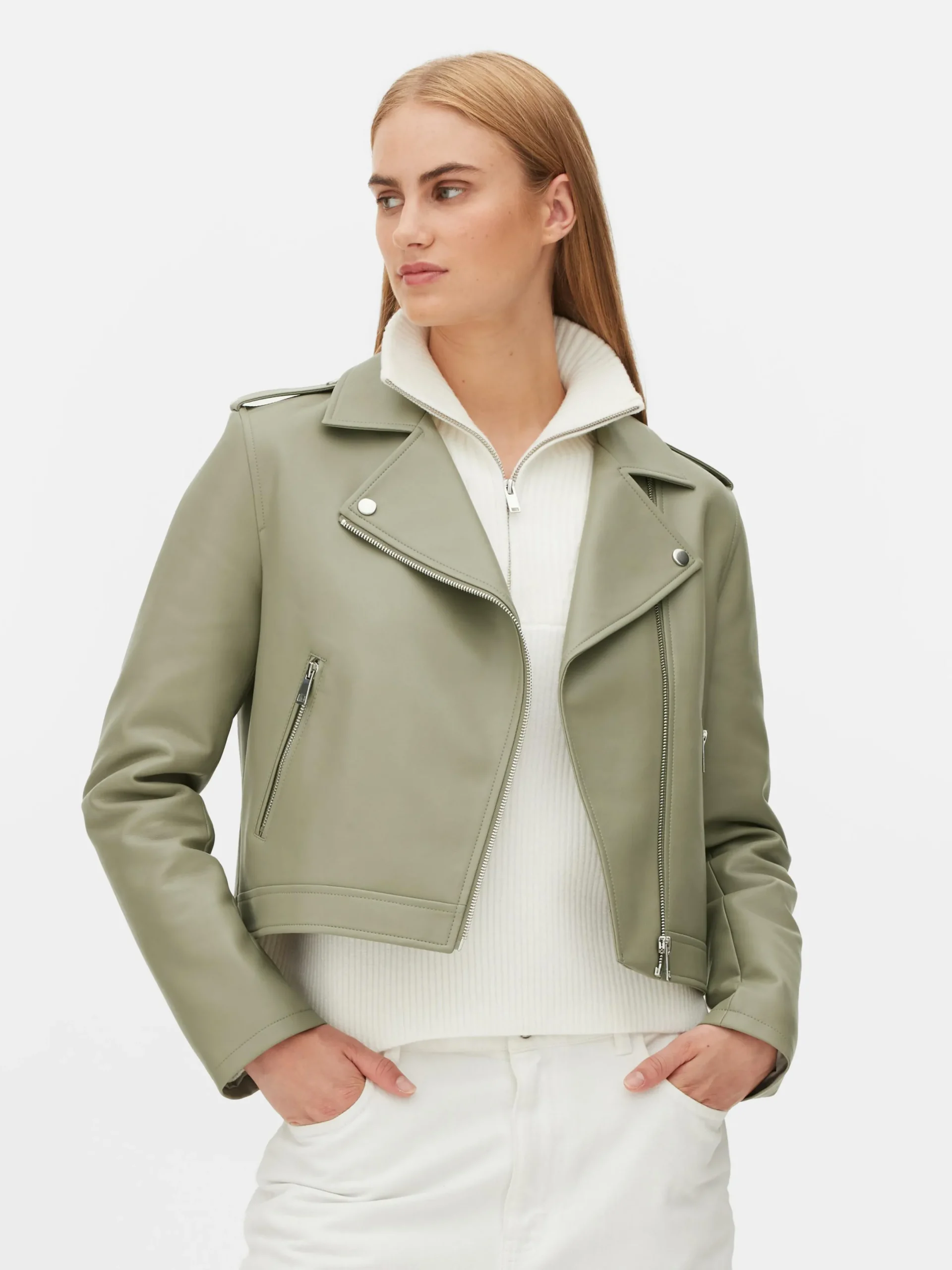 Jacken Und Mäntel|Primark Essential Bikerjacke Aus Kunstleder Hellgrün