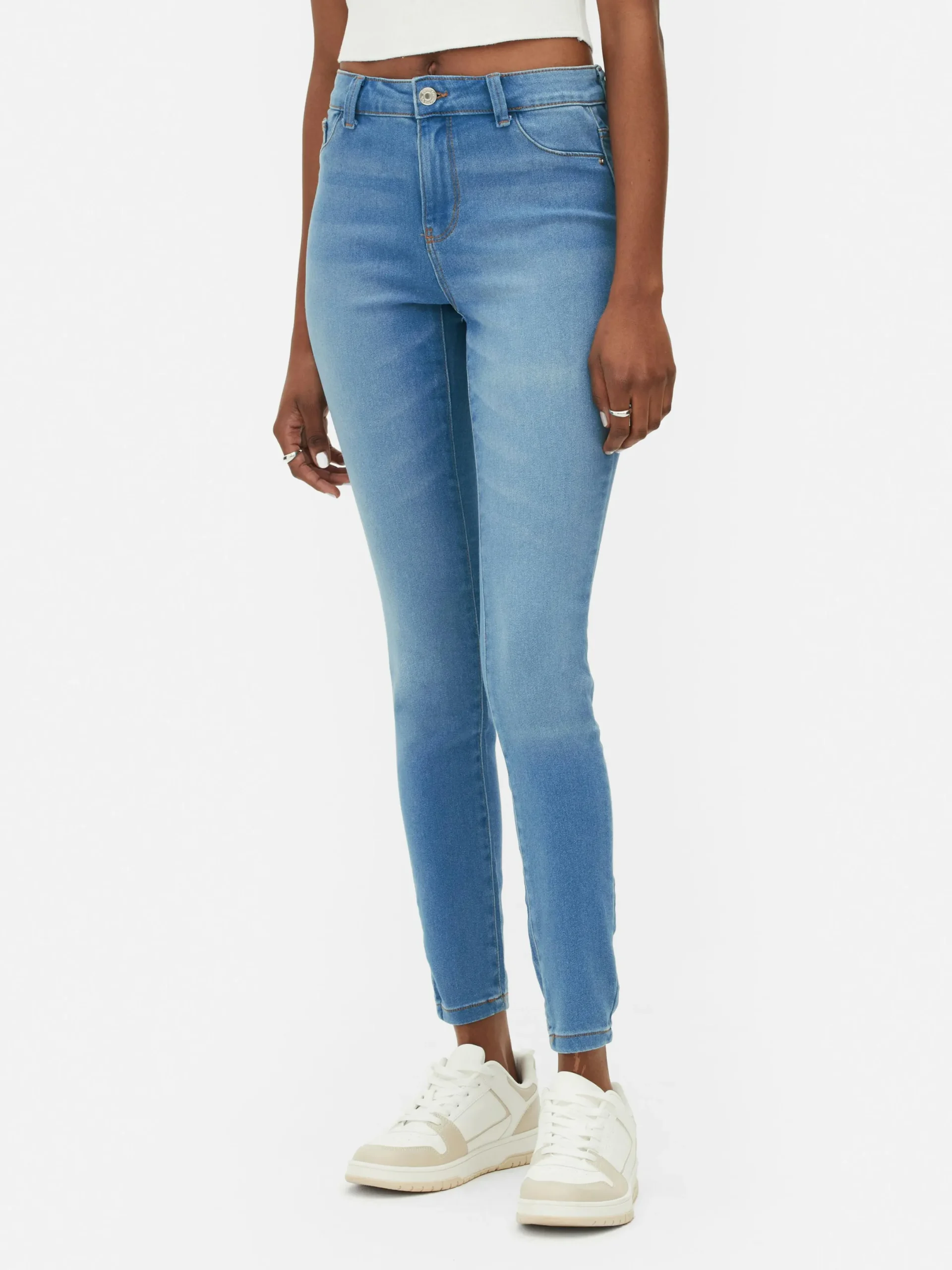 Denim|Jeans|Primark Essential Skinny-Jeans Mit Mittelhohem Bund Mittelblau