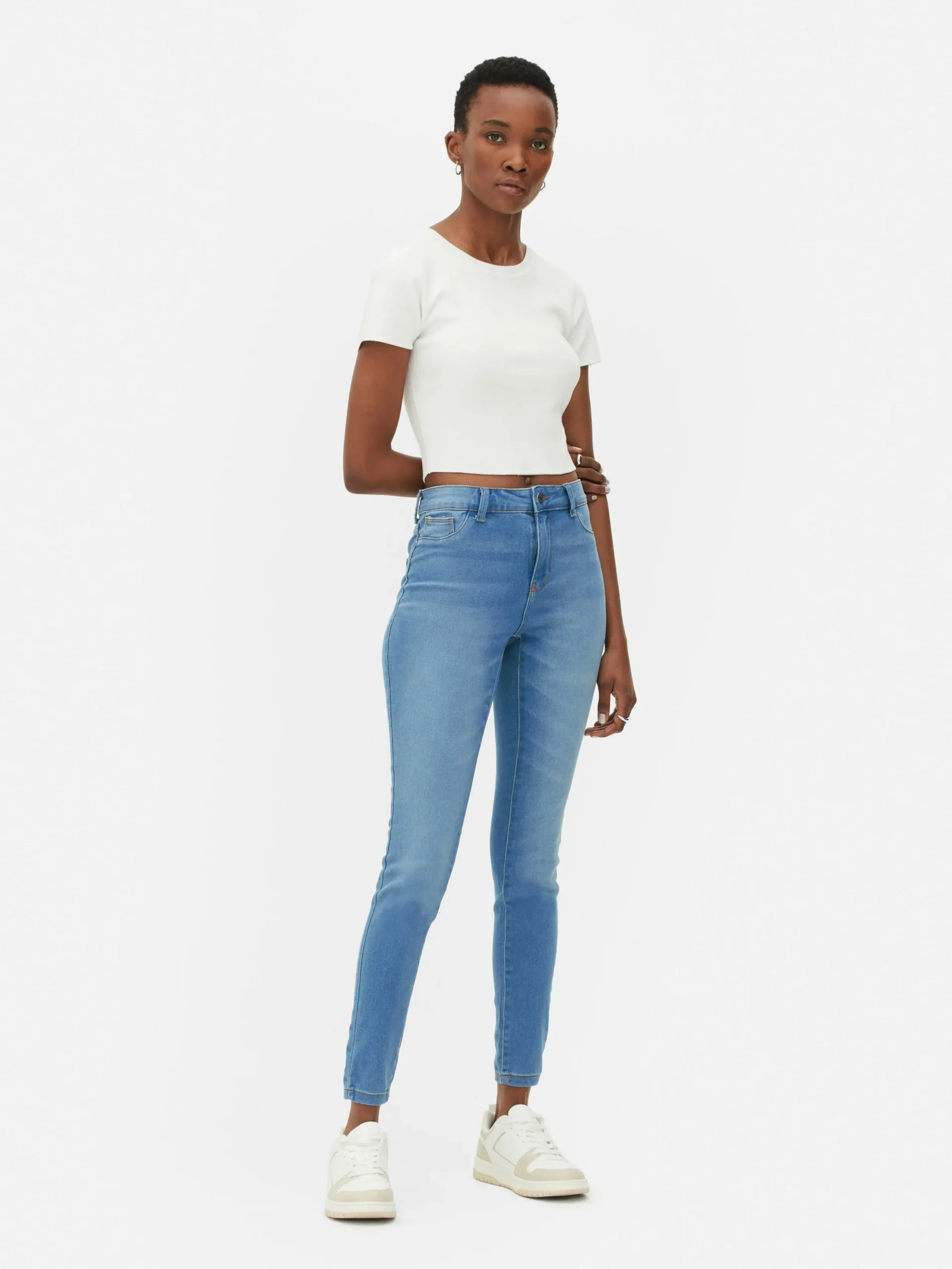 Denim|Jeans|Primark Essential Skinny-Jeans Mit Mittelhohem Bund Mittelblau