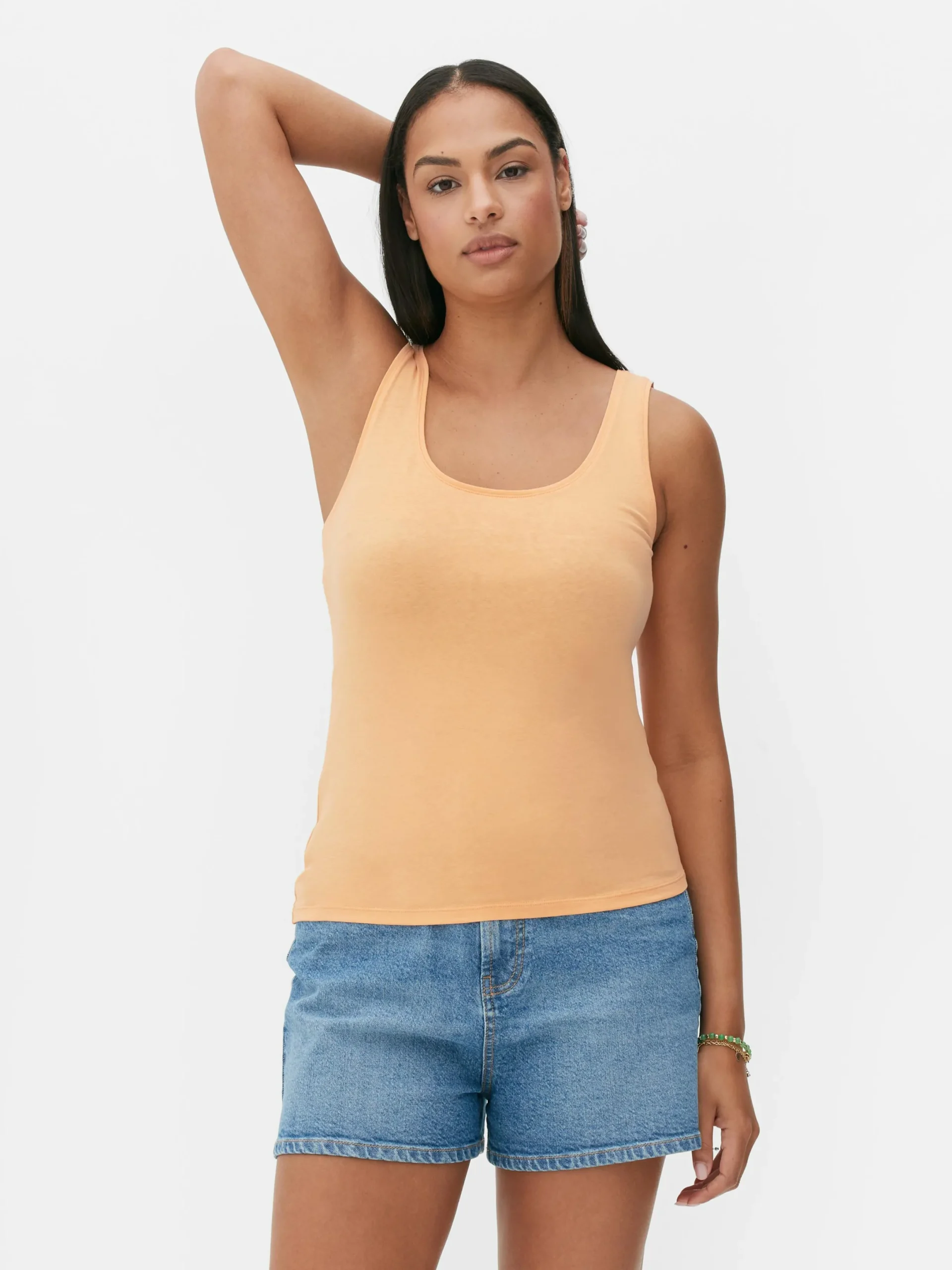 Tops Und T-Shirts|Primark Essential Stretch-Trägerhemd Mit U-Ausschnitt Pfirsichfarben
