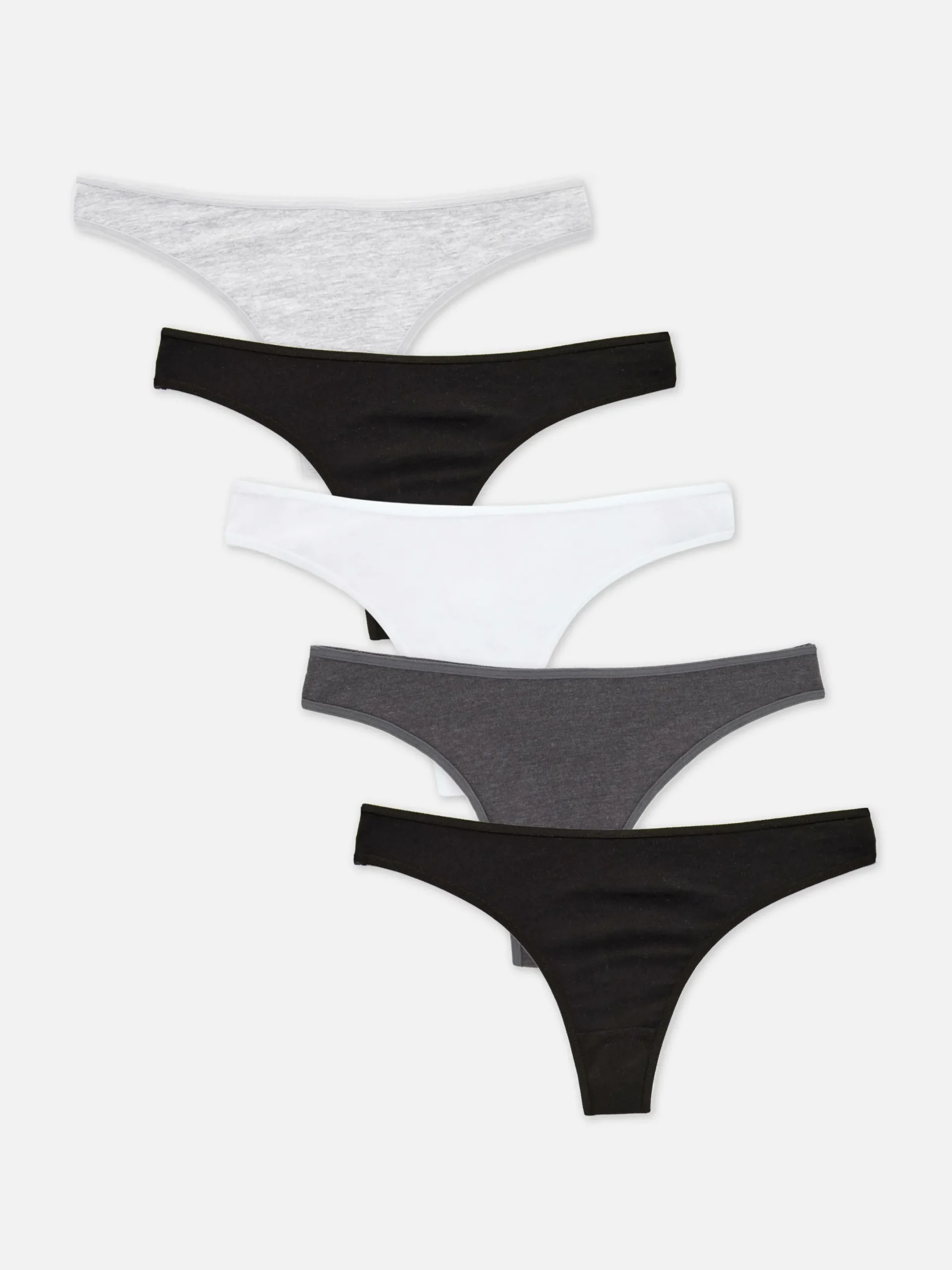 Slips|Primark Essential Tangas, 5er-Pack Schwarz/Weiß