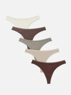 Slips|Primark Farblich Abgestimmte Stretch-Tangas, 5er-Pack Braun