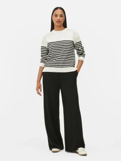 Pullover Und Cardigans|Primark Feinstrick-Rundhalspullover Weiß/Schwarz
