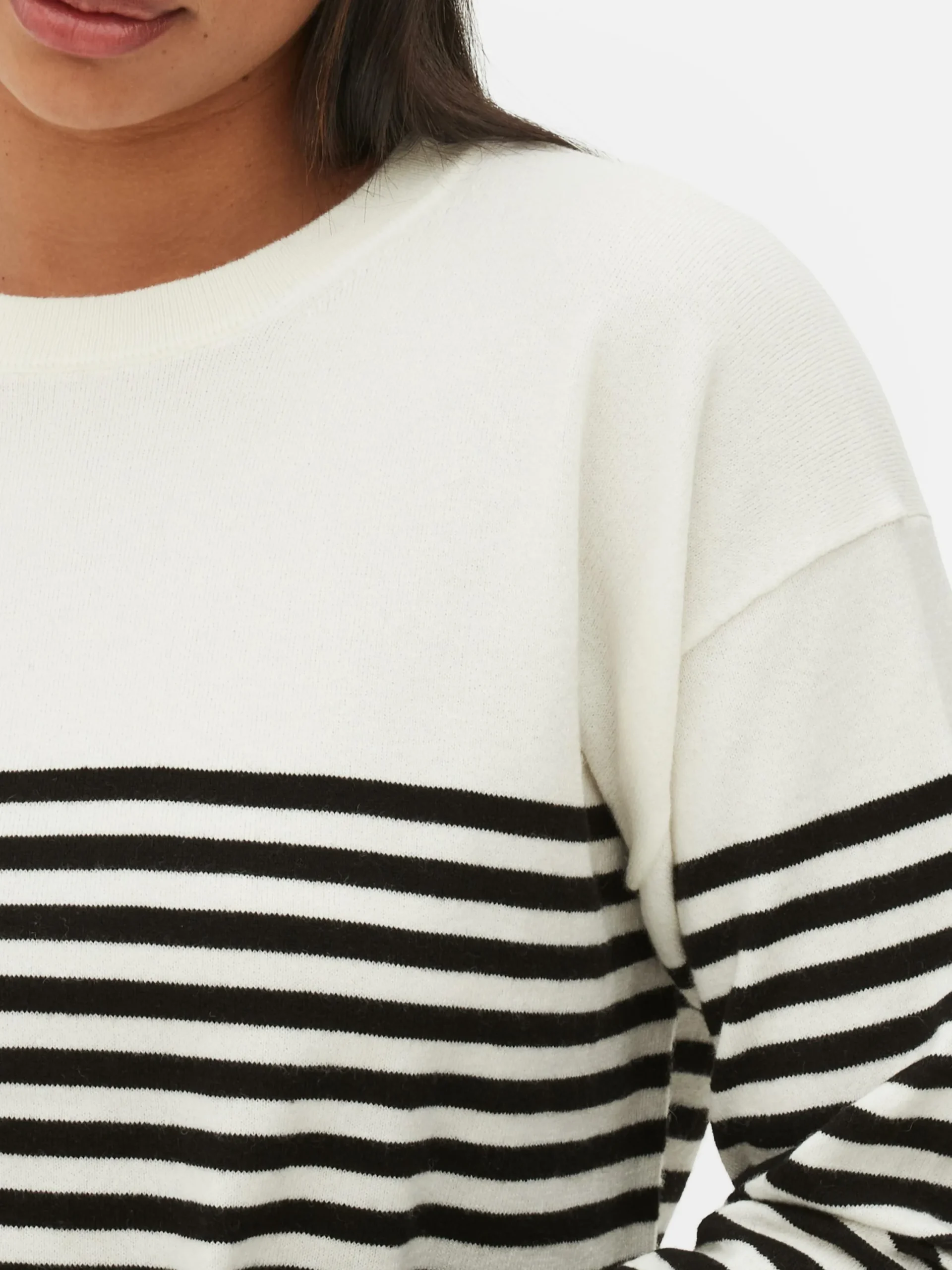 Pullover Und Cardigans|Primark Feinstrick-Rundhalspullover Weiß/Schwarz