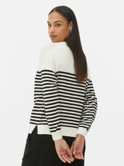 Pullover Und Cardigans|Primark Feinstrick-Rundhalspullover Weiß/Schwarz