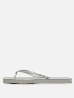Flipflops Und Badesandalen|Primark Flache Basic Flipflops Silber