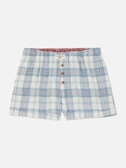 Schlafanzughosen|Primark Flanell-Schlafanzugshorts Mit Karomuster Blau