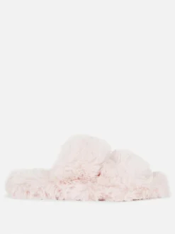 Hausschuhe|Hausschuhe|Primark Flauschige Hausschuhe Mit Doppelriemen Rosa