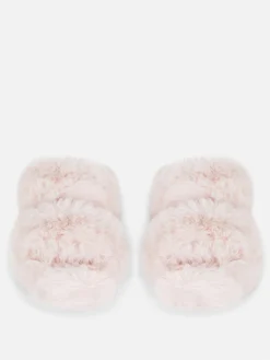 Hausschuhe|Hausschuhe|Primark Flauschige Hausschuhe Mit Doppelriemen Rosa
