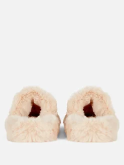 Hausschuhe|Hausschuhe|Primark Flauschige Hausschuhe Mit Doppelriemen Beige