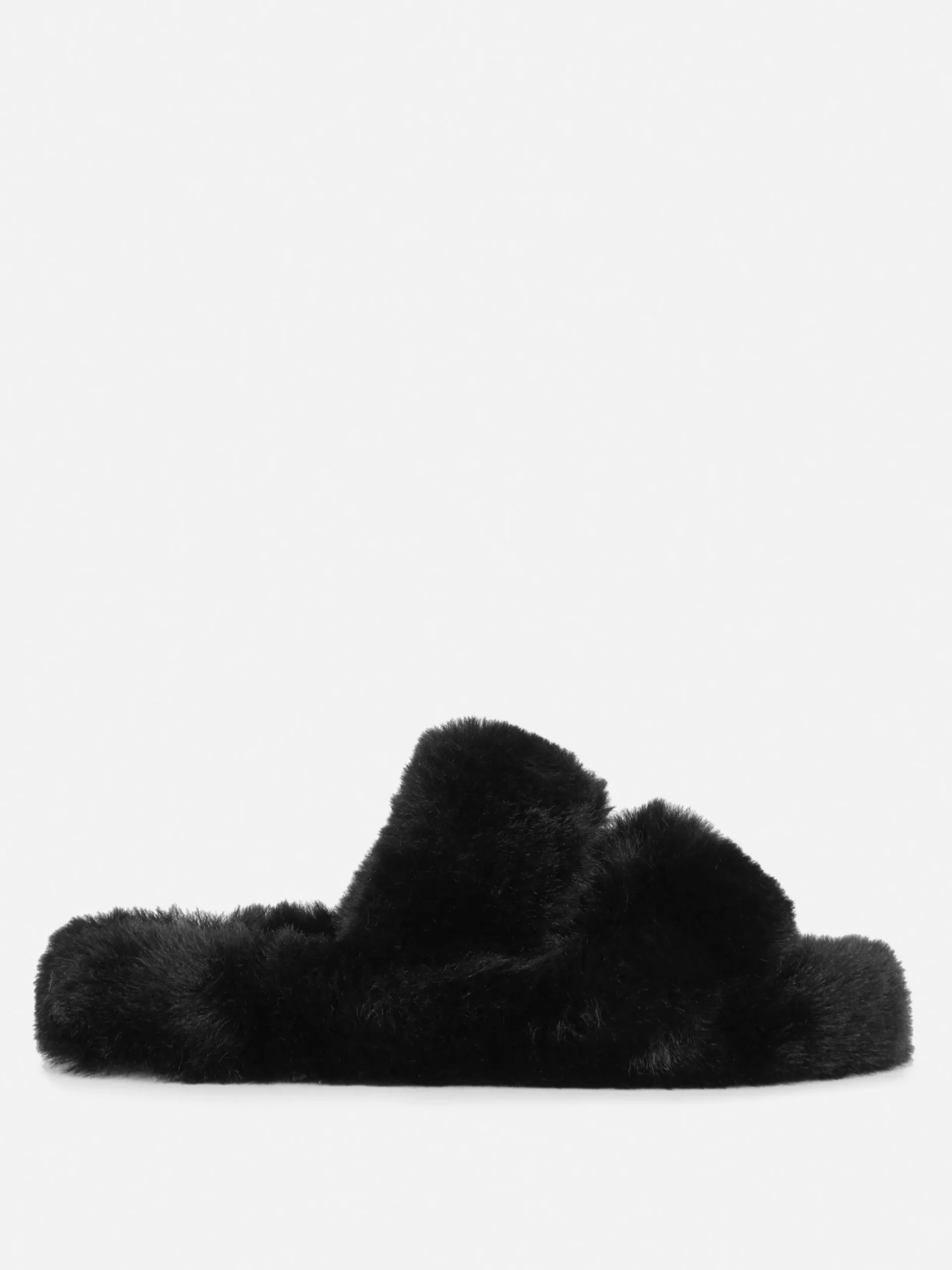 Hausschuhe|Hausschuhe|Primark Flauschige Hausschuhe Mit Doppelriemen Schwarz