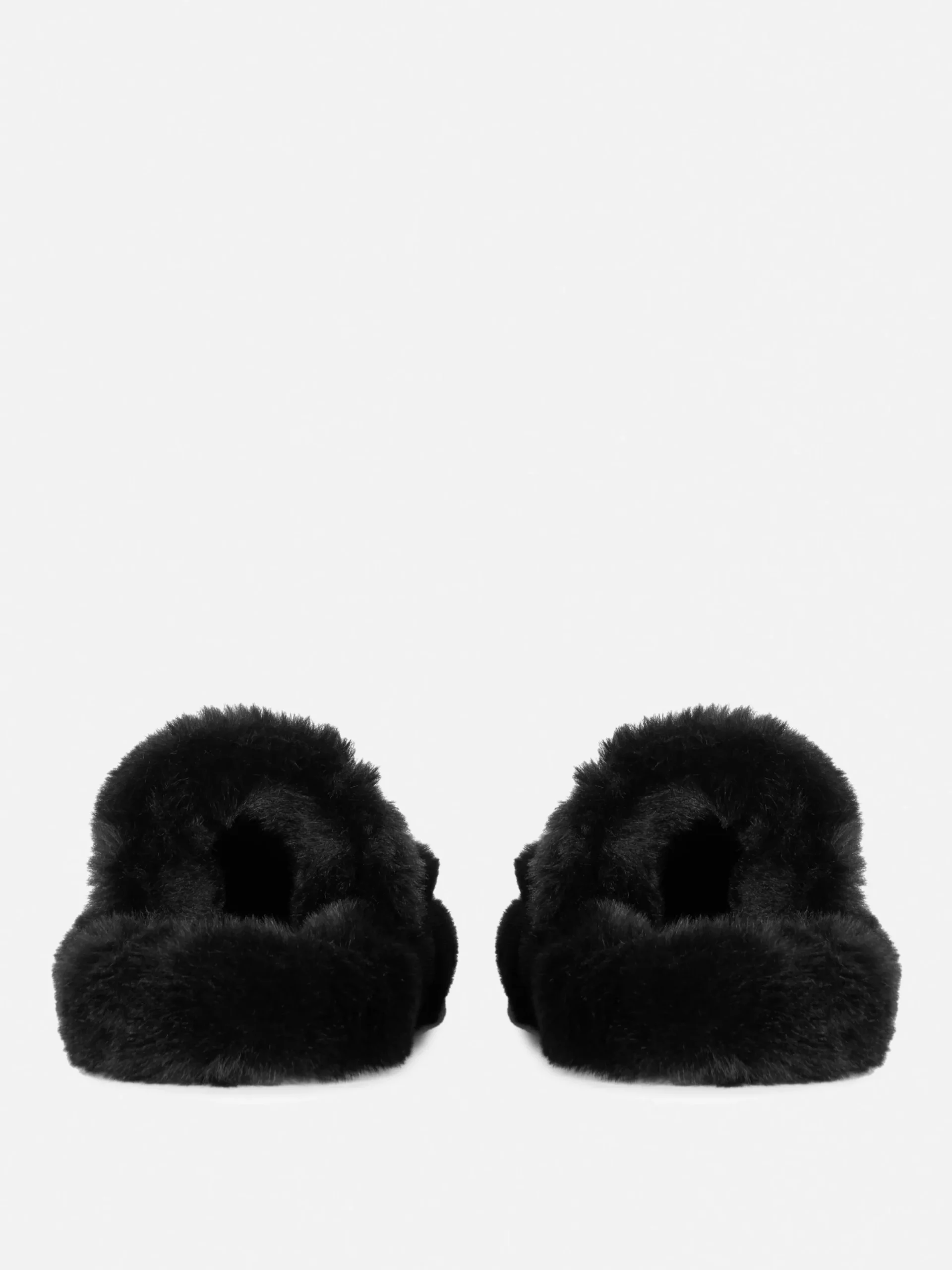 Hausschuhe|Hausschuhe|Primark Flauschige Hausschuhe Mit Doppelriemen Schwarz